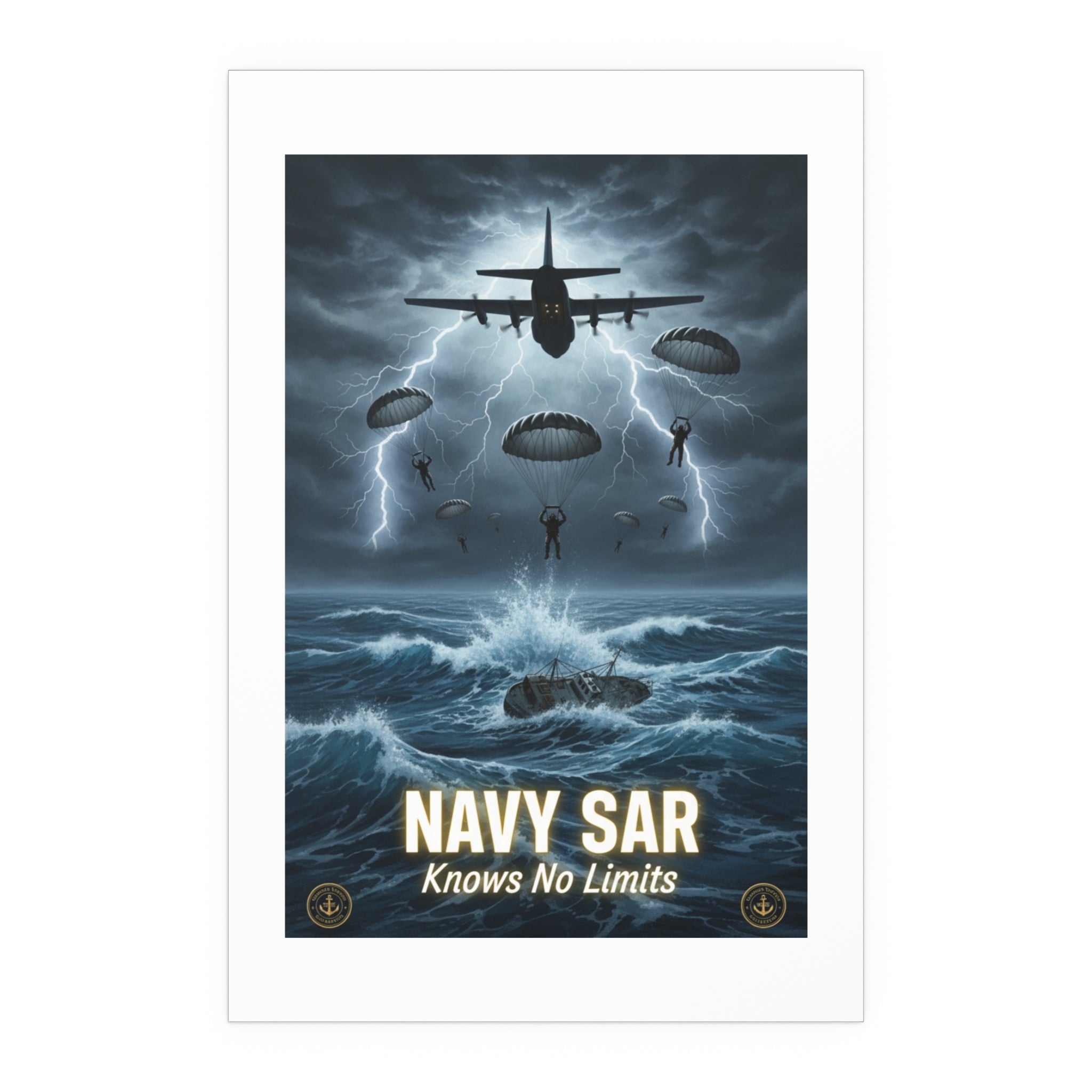 Navy SAR 'Knows No Limits' Rescue Poster — Indoor/Outdoor Silk Print