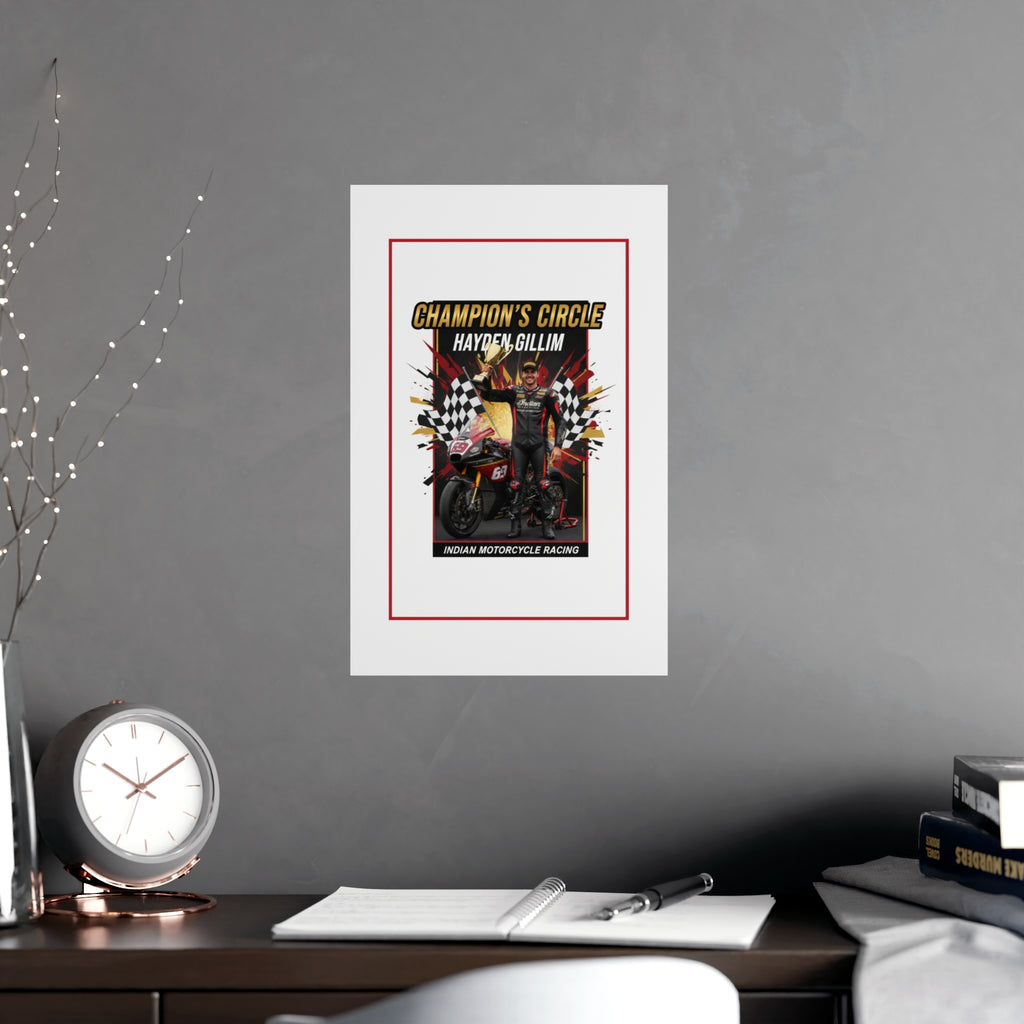Champion's Circle Motorcycle Poster — Personalized Racing Matte Print