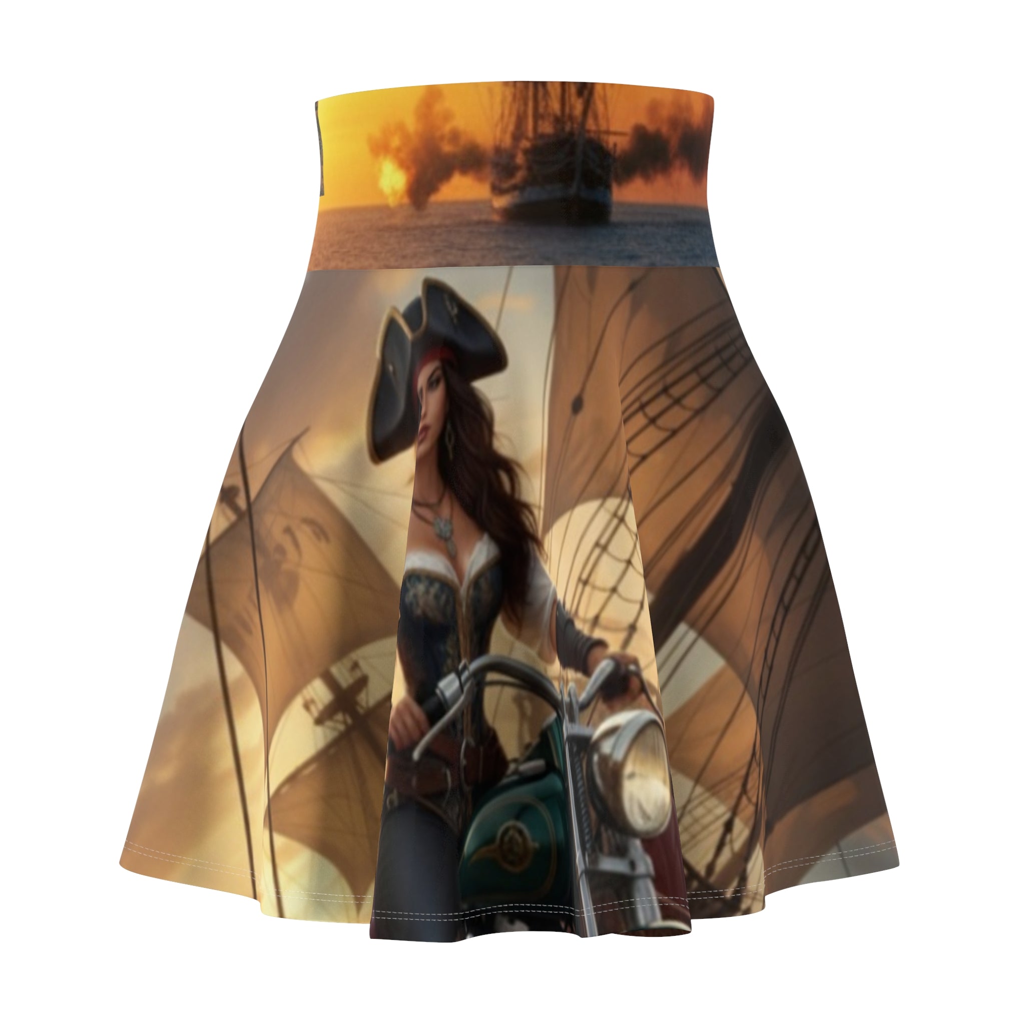 Pirate Captain Skater Skirt — Vintage Nautical Adventure Print