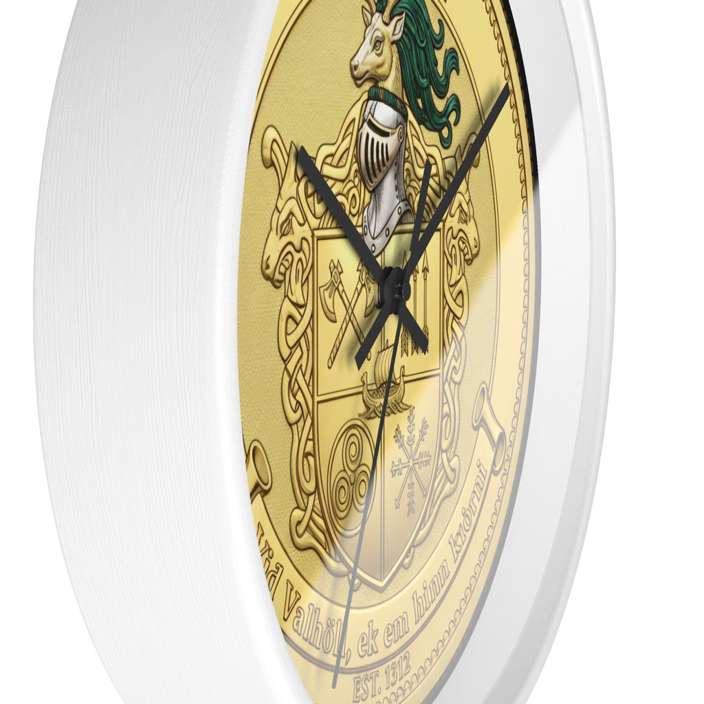 Wall Clock — Aitken Family Crest Gold Coat of Arms Clock