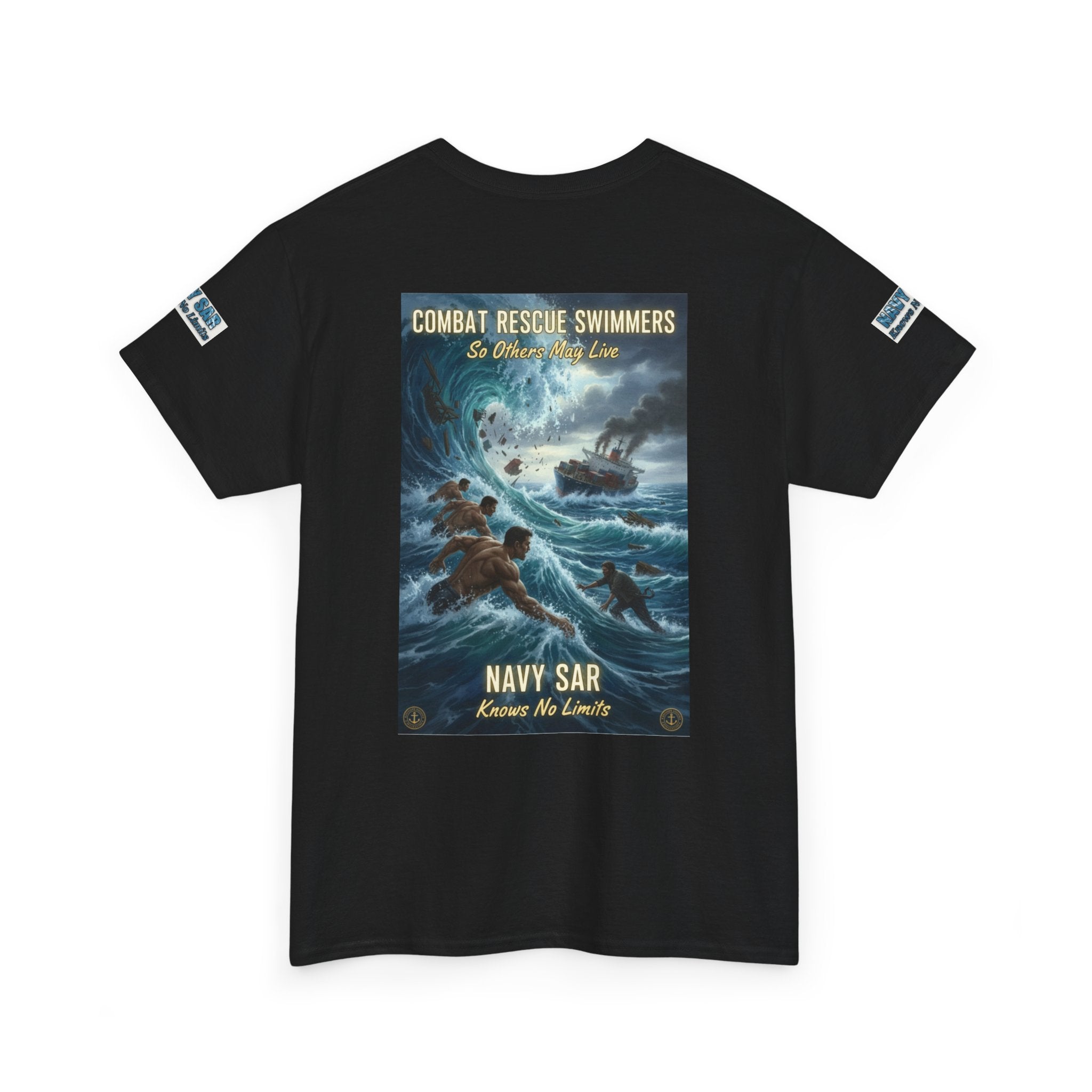Navy SAR Combat Rescue Swimmers T‑Shirt — "We Know No Limits"