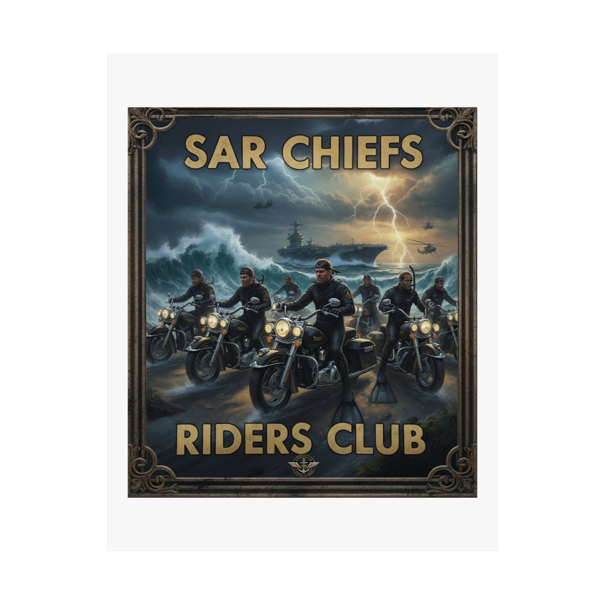 SAR Chiefs Riders Club Satin Poster – Vintage Biker Art Print (300gsm)
