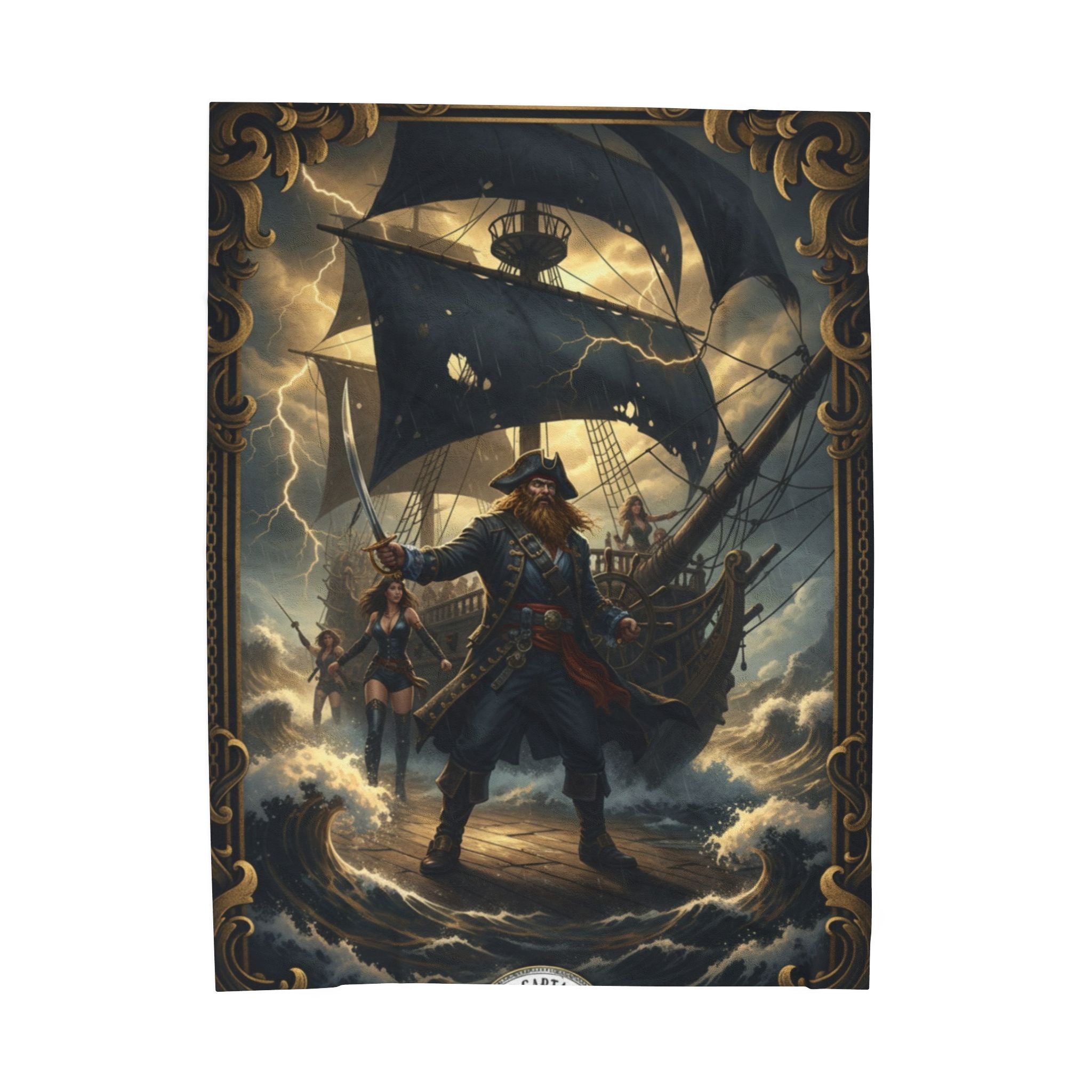 Pirate Captain Velveteen Plush Blanket – Nautical Adventure Throw for Seafaring Fans