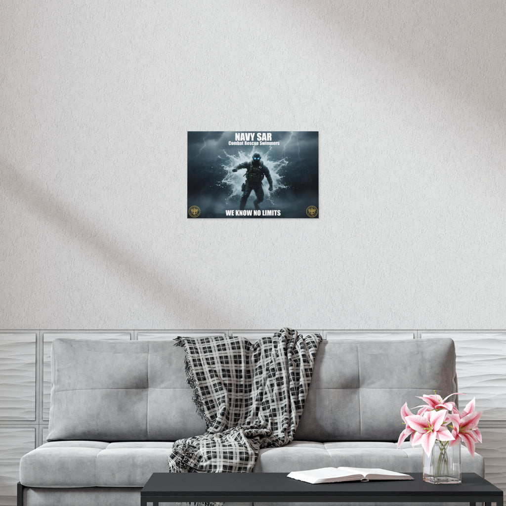 Navy SAR Combat Rescue Swimmers Poster – "We Know No Limits" Uncoated Wall Art