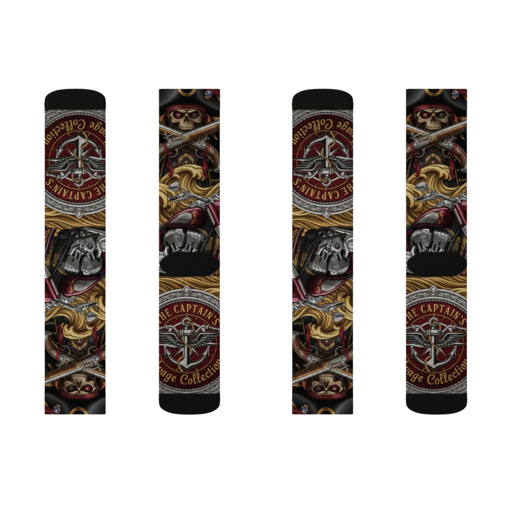 Skull & Anchor Sublimation Socks — Nautical Pirate Crew Graphic Socks