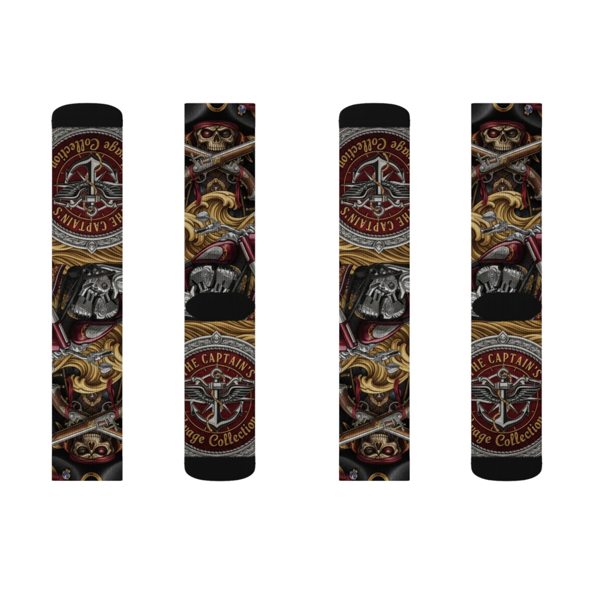 Skull & Anchor Sublimation Socks — Nautical Pirate Crew Graphic Socks