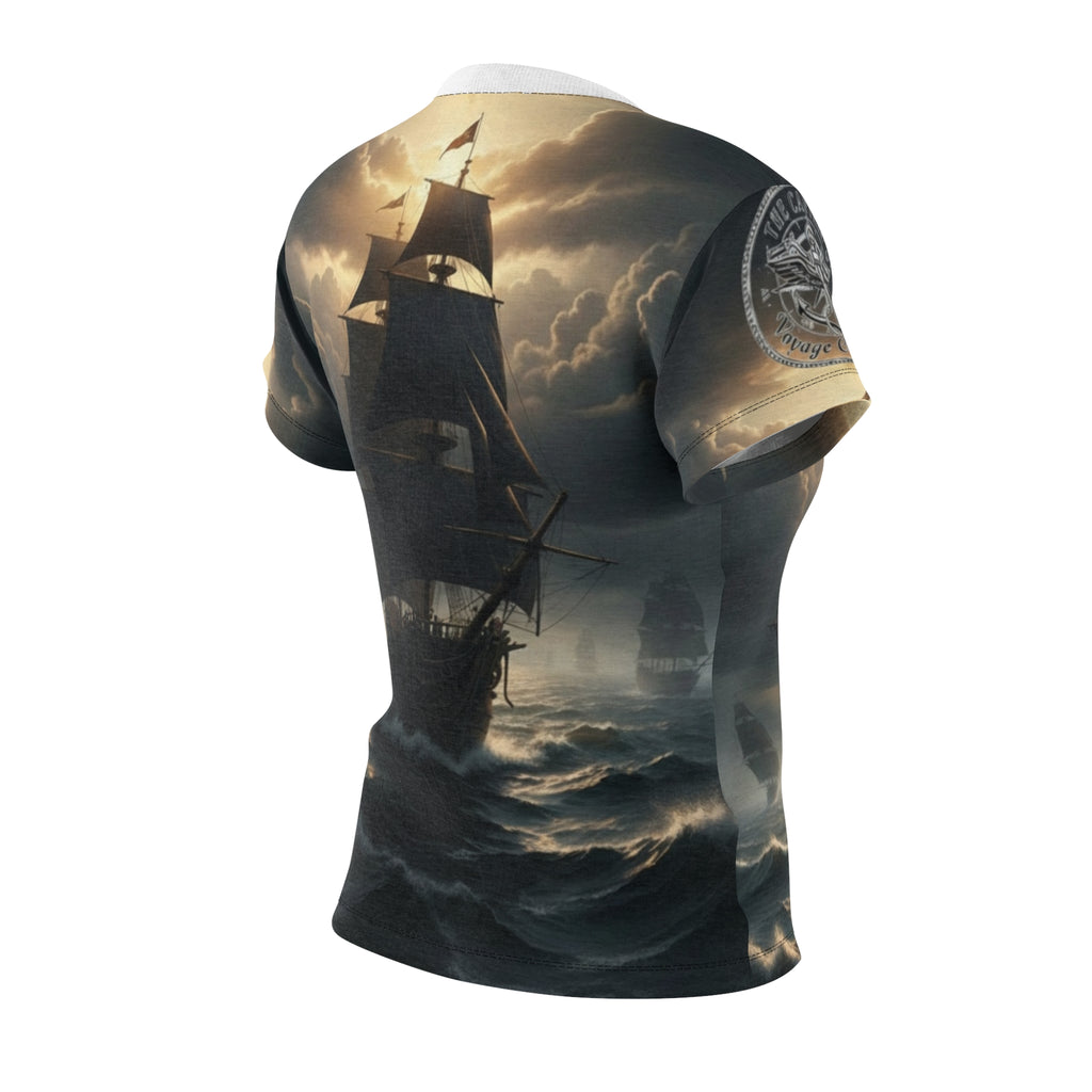 Vintage Sailing Ship Women's Tee — Stormy Ocean All-Over Print