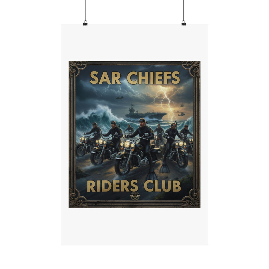 SAR Chiefs Riders Club Satin Poster – Vintage Biker Art Print (300gsm)