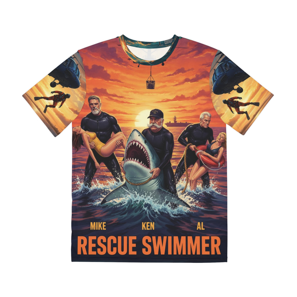 Rescue Swimmer Graphic Tee — Beach Lifeguard Tribute All-Over Print