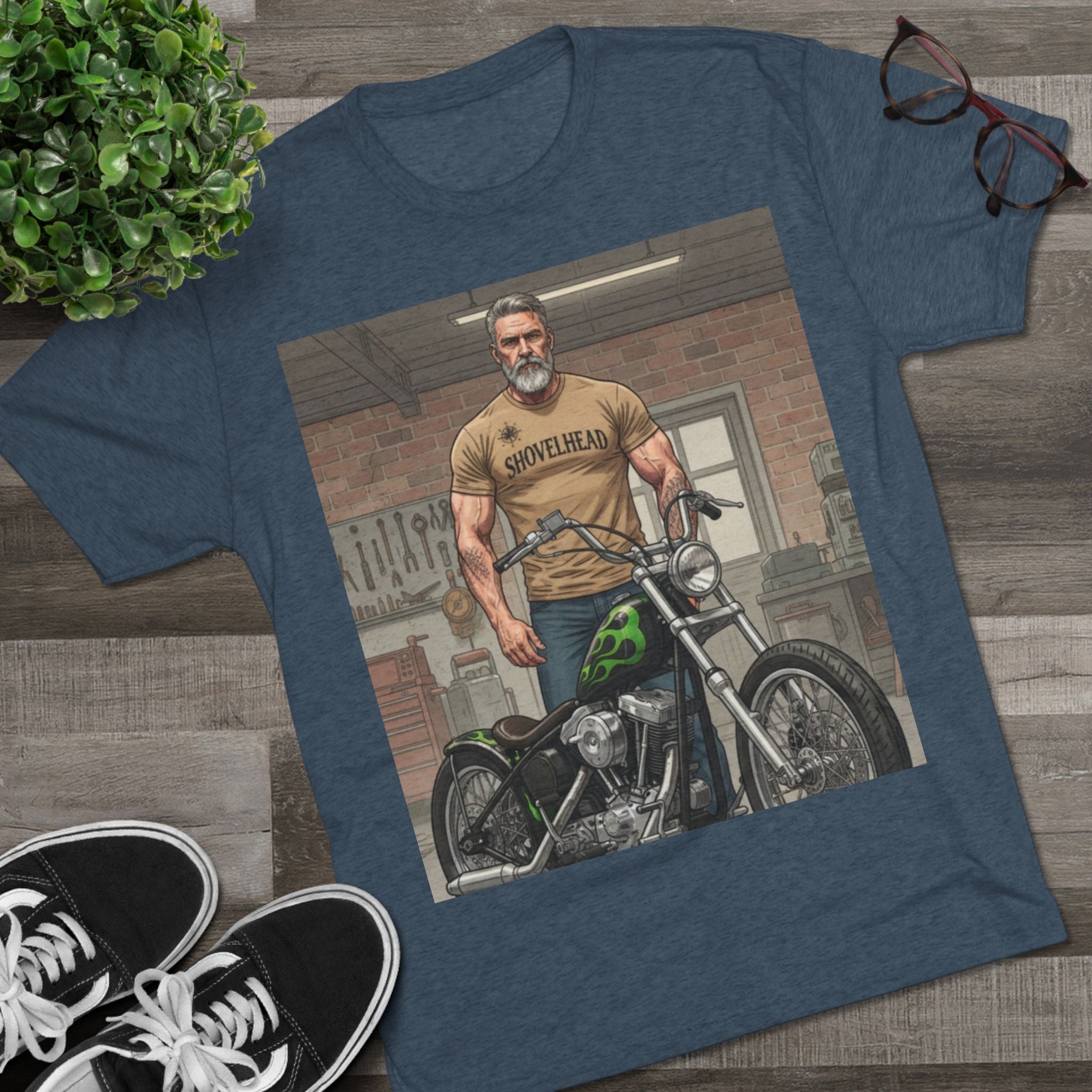 Vintage Biker Garage Tee — 'Somewhere' Motorcycle Illustration T-Shirt