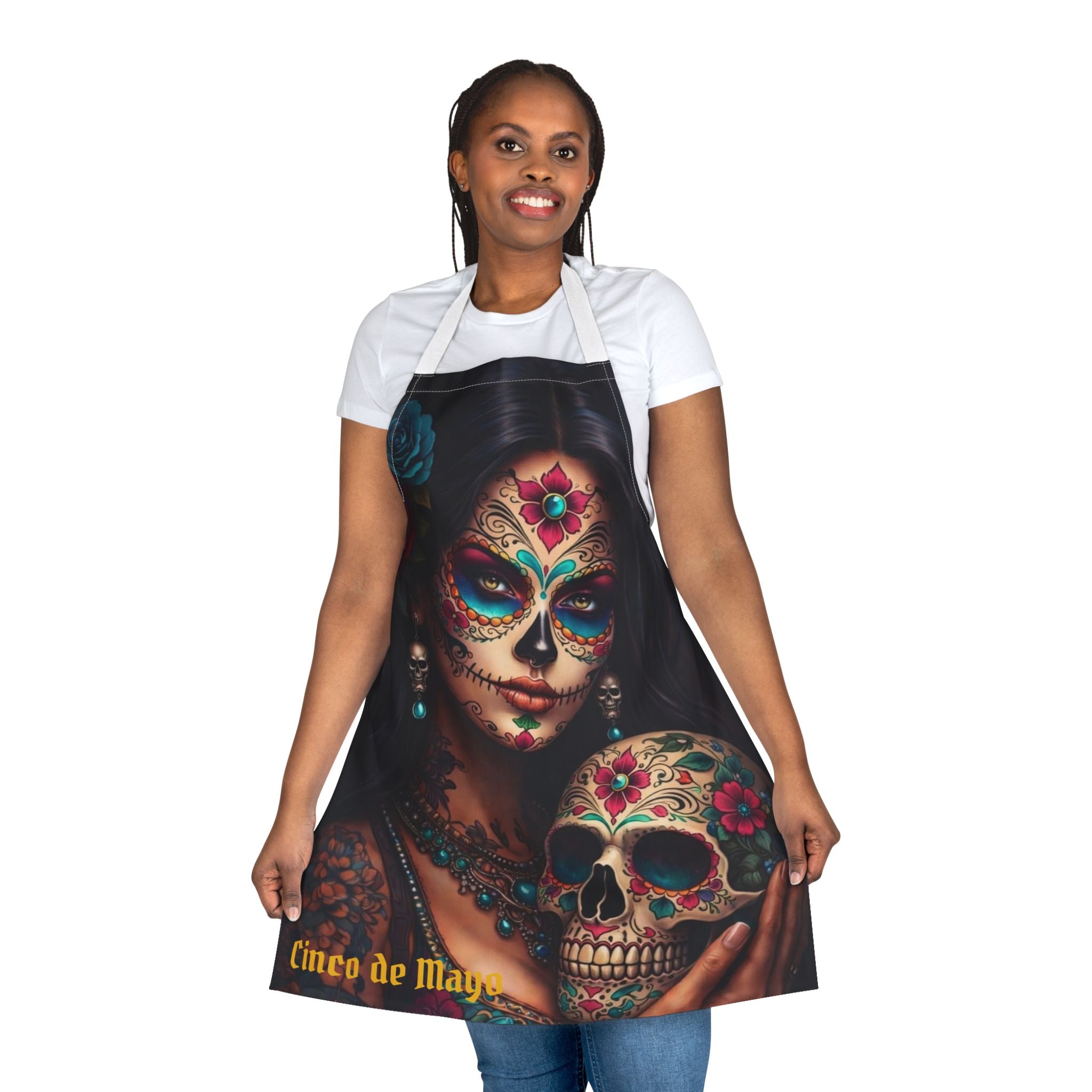 Day of the Dead Sugar Skull Apron — Cinco de Mayo Decorative Kitchen Apron
