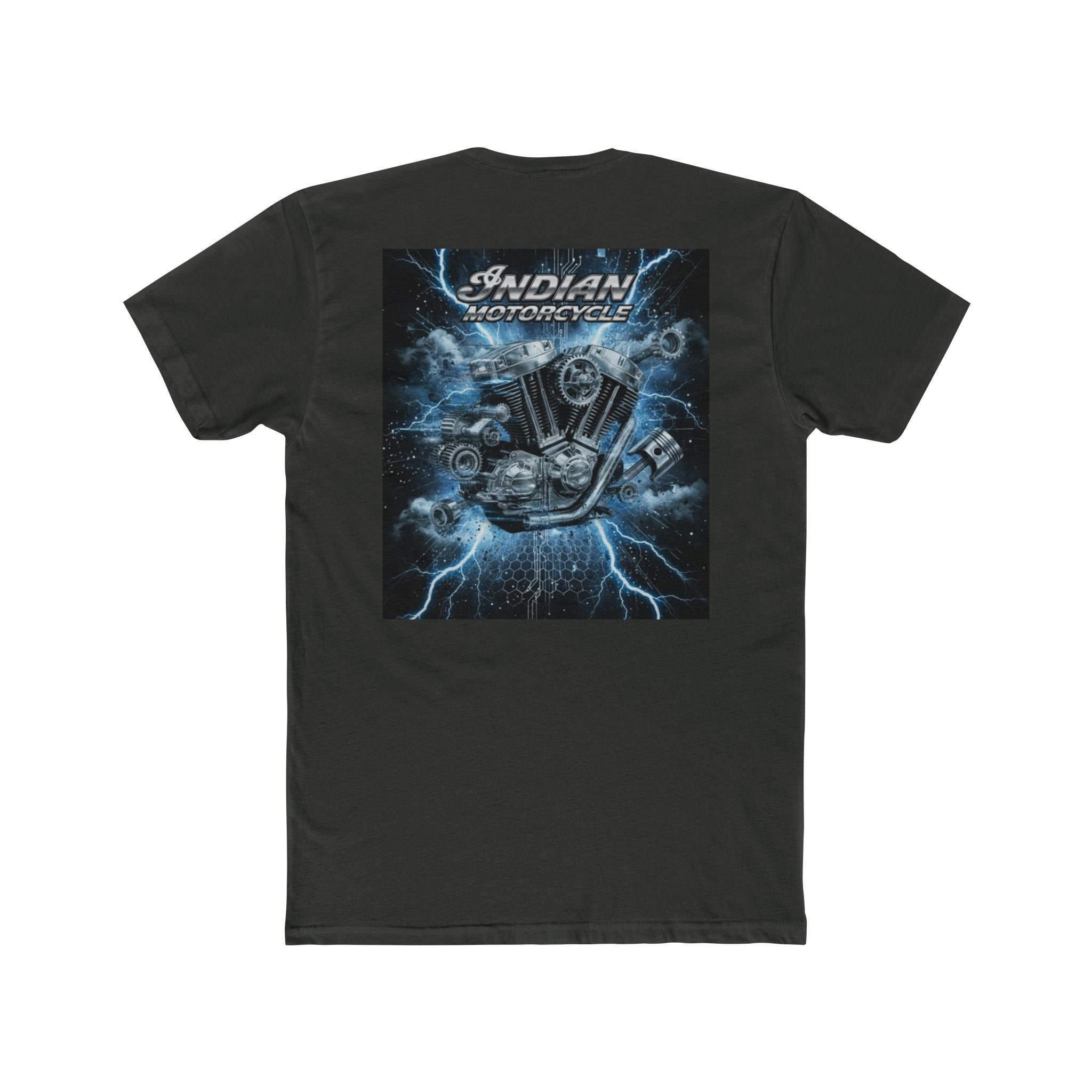 Indian Motorcycle Lightning Engine Tee — Vintage Biker Graphic T-Shirt