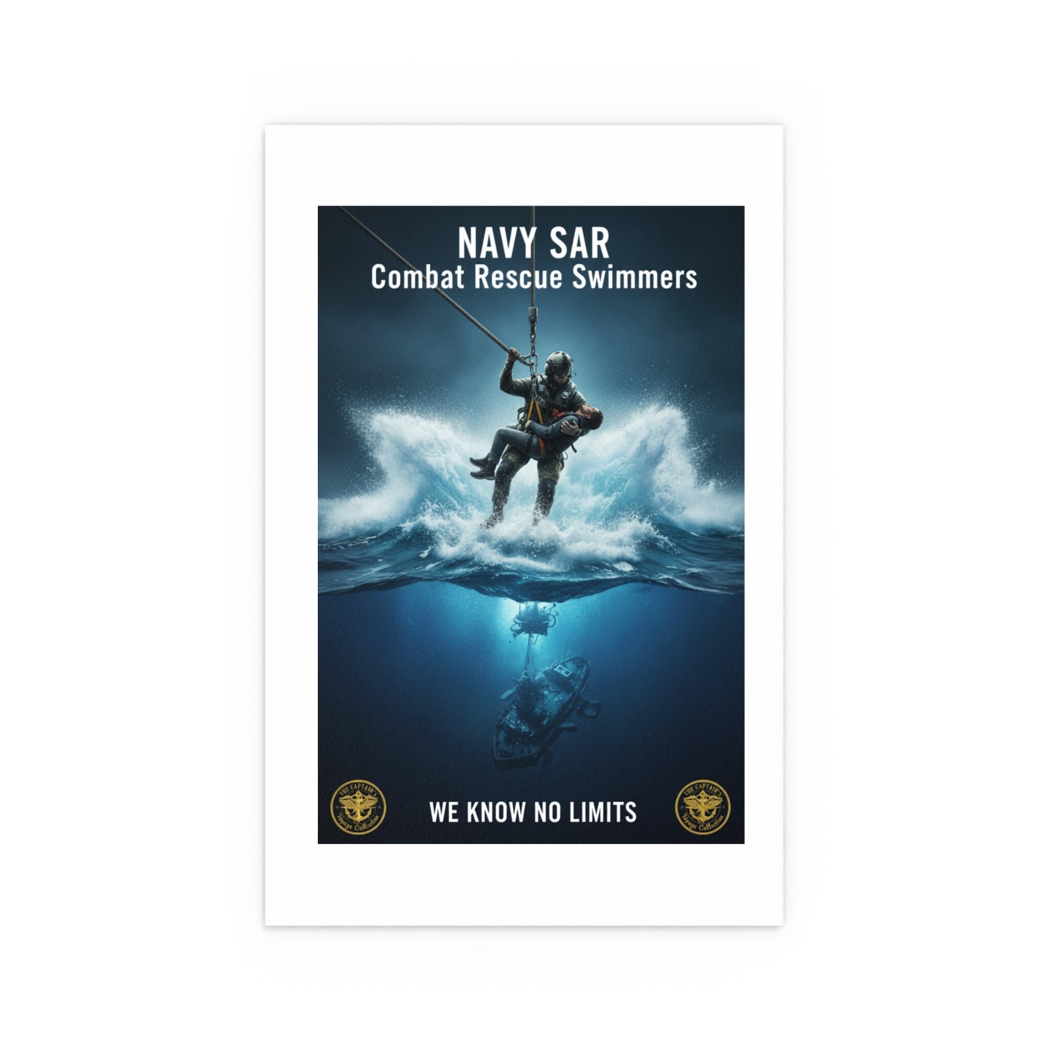 Diver Split-View Silk Poster — Underwater Adventure Wall Art (Indoor/Outdoor)