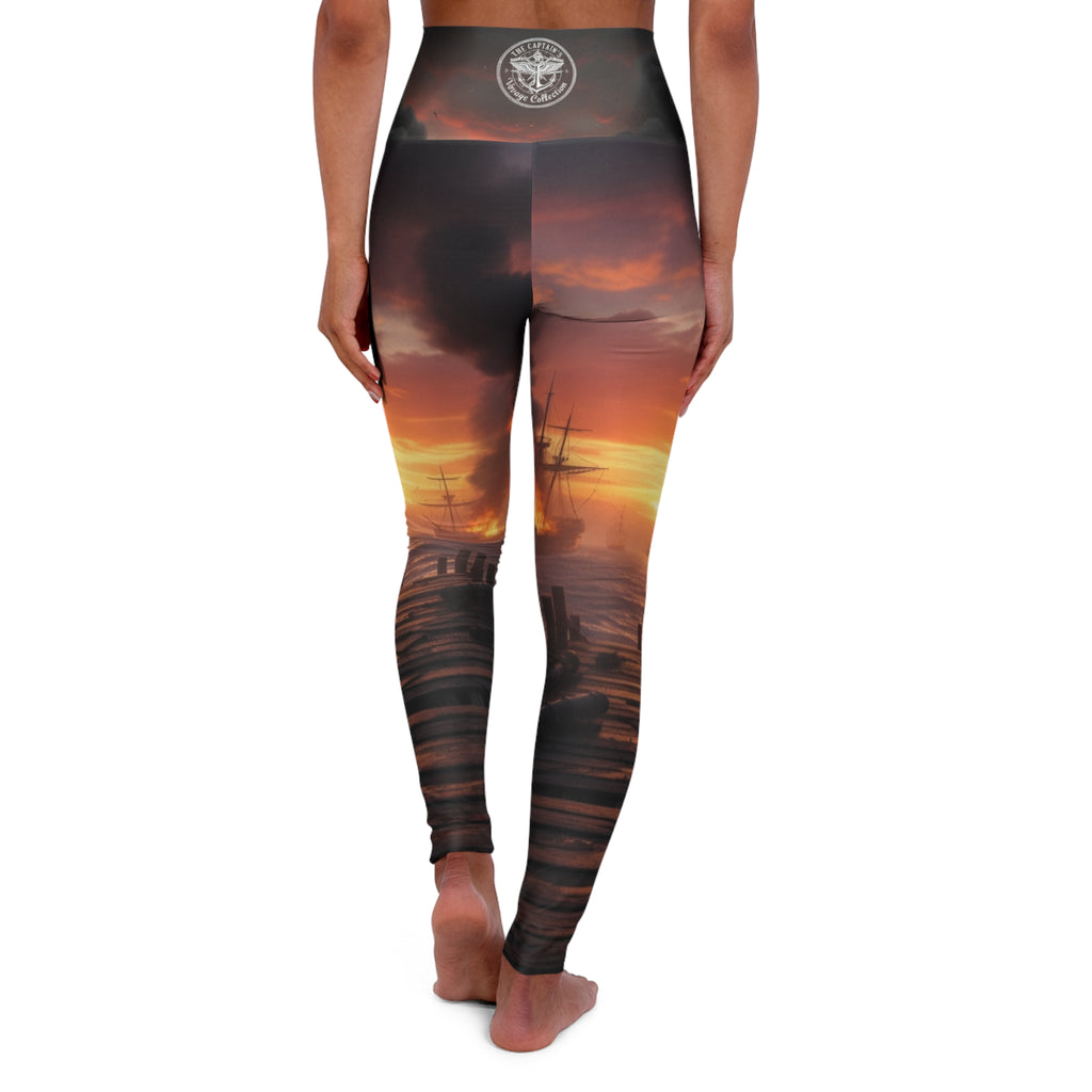 Sunset Coastal High-Waisted Yoga Leggings — Beach Sunset All-Over Print