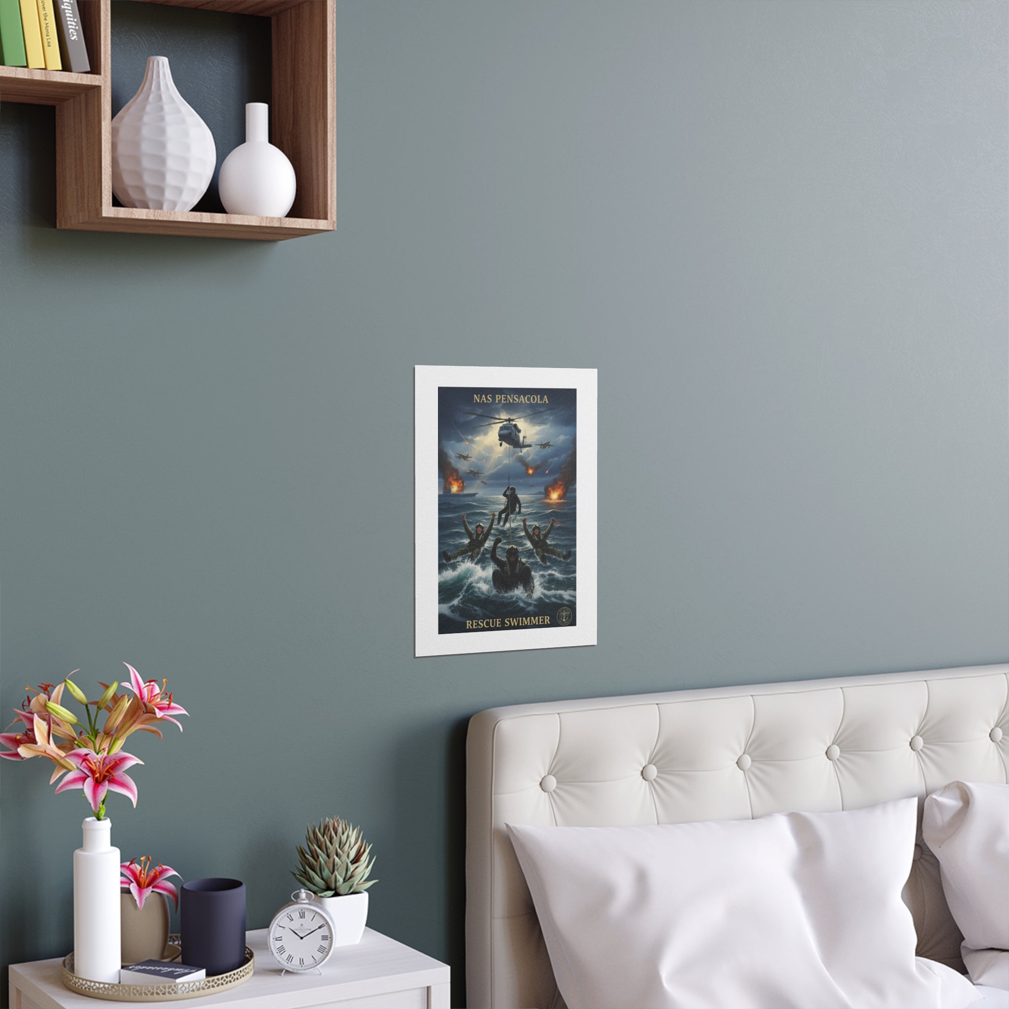 Rescue Swimmer Silk Poster — NAS Pensacola Military Aviation Art (Indoor/Outdoor)