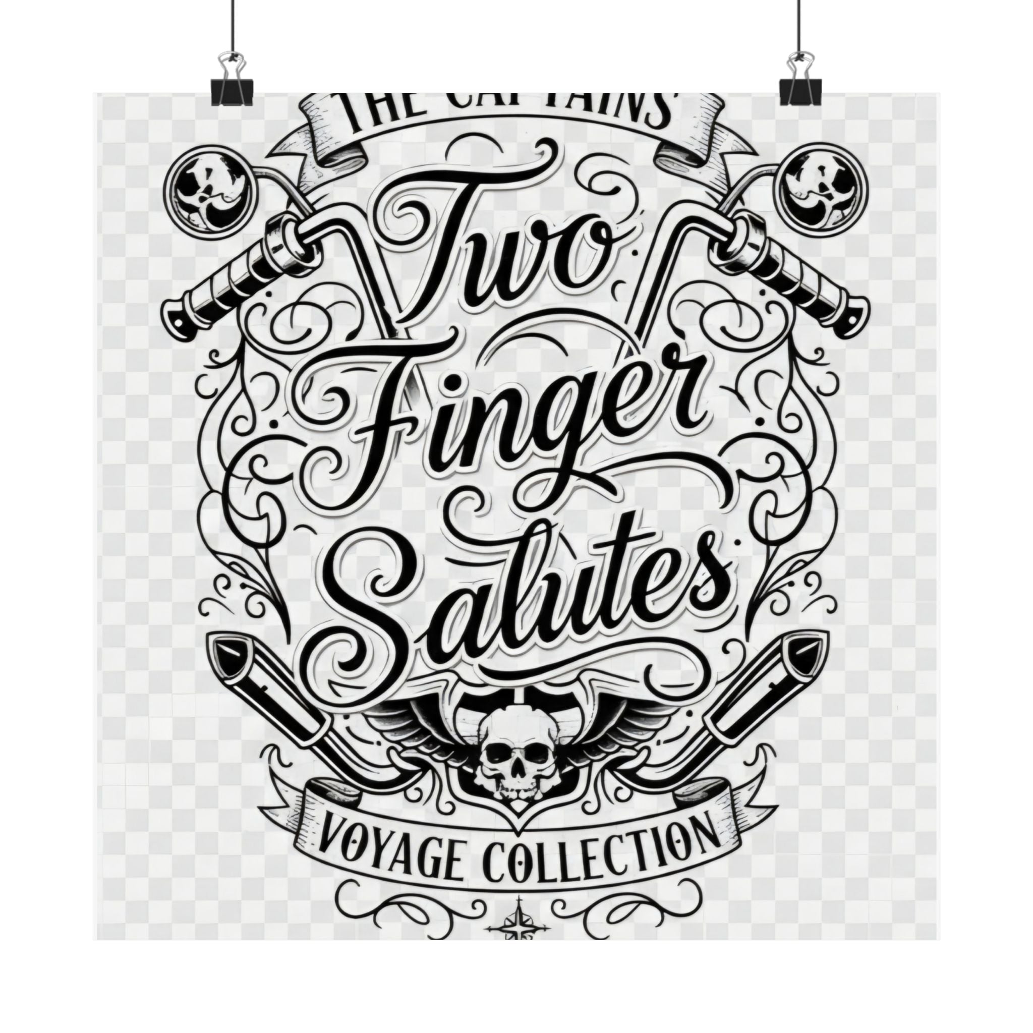 Two Finger Salutes Poster — Vintage Nautical Skull Voyage Wall Art
