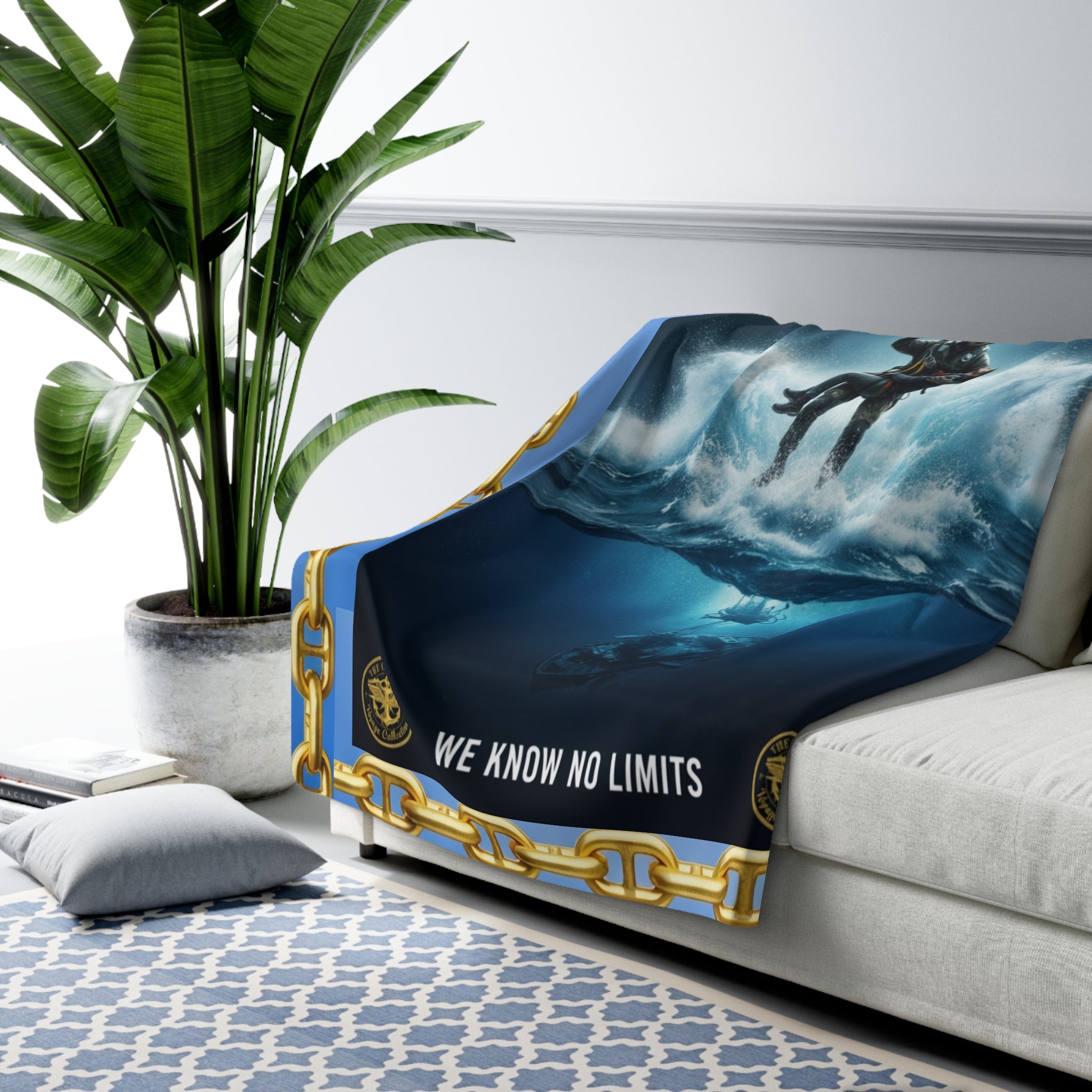 Navy SAR Combat Rescue Swimmers Sherpa Fleece Blanket – "We Know No Limits"