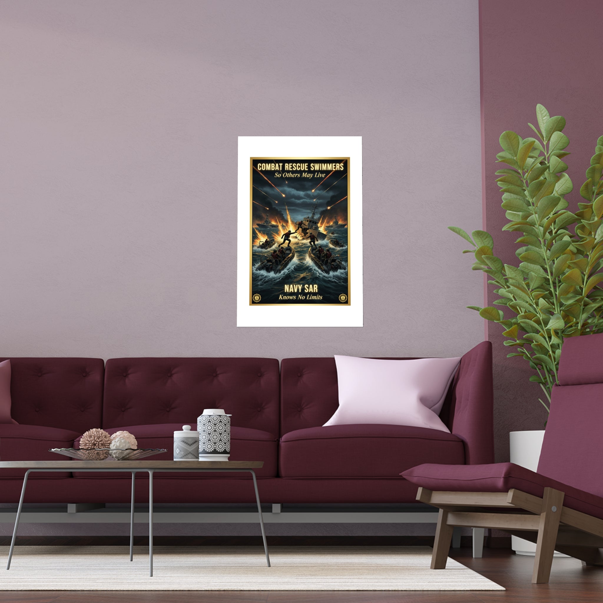 Combat Rescue Swimmers Silk Poster — 'So Others May Live' Navy SAR Wall Art