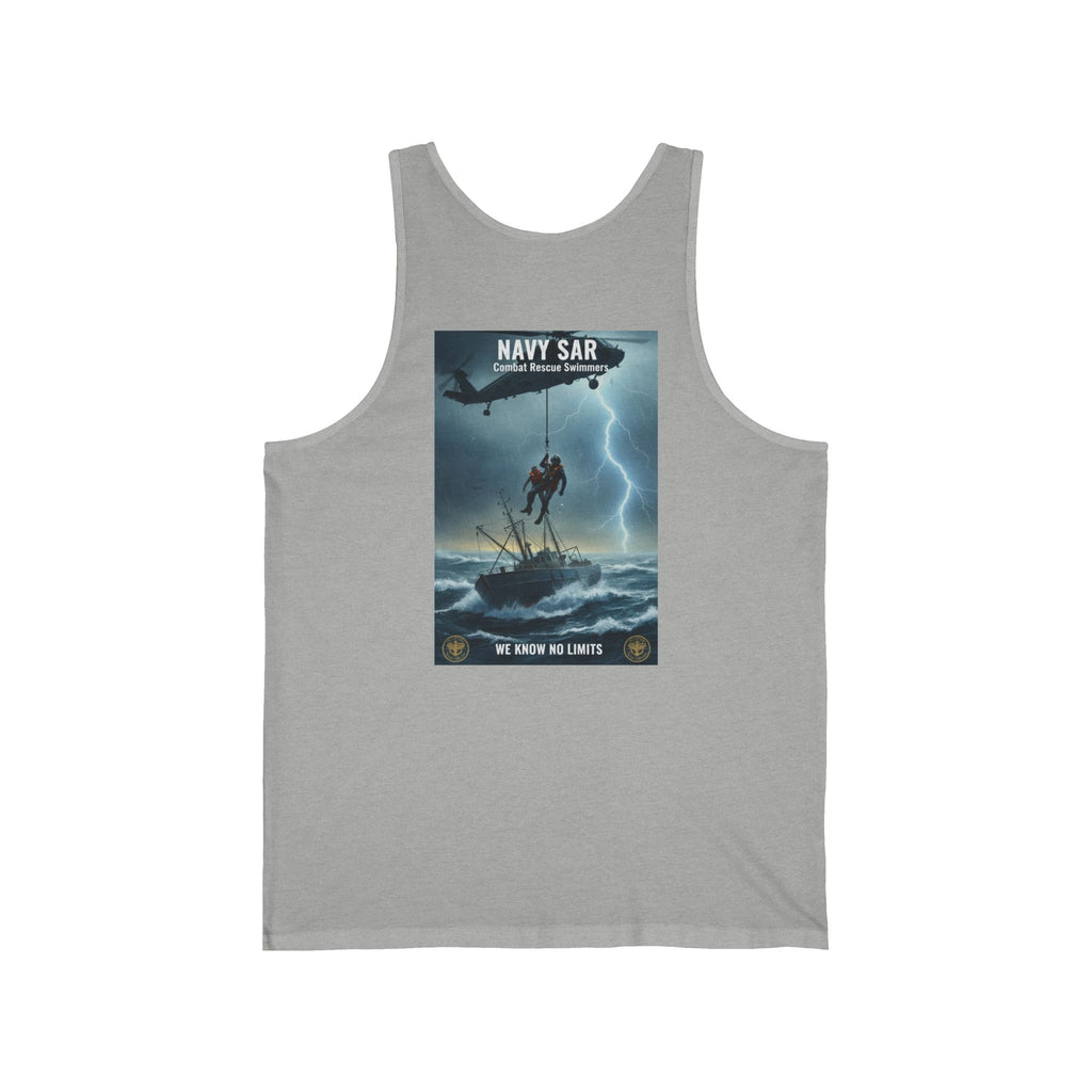 Navy SAR Combat Rescue Tank Top — "We Know No Limits" Military Graphic Tank