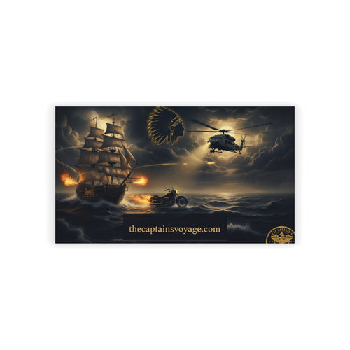 Business Cards — Nautical Adventure Scene with Ship, Helicopter & Motorcycle (thecaptainsvoyage.com)