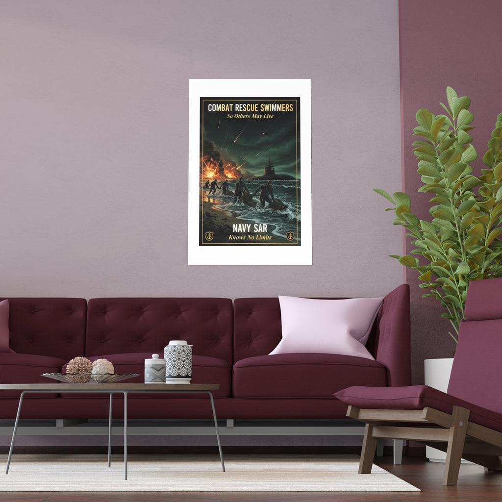 Navy SAR Combat Rescue Swimmers Silk Poster — 'So Others May Live' Indoor/Outdoor Print