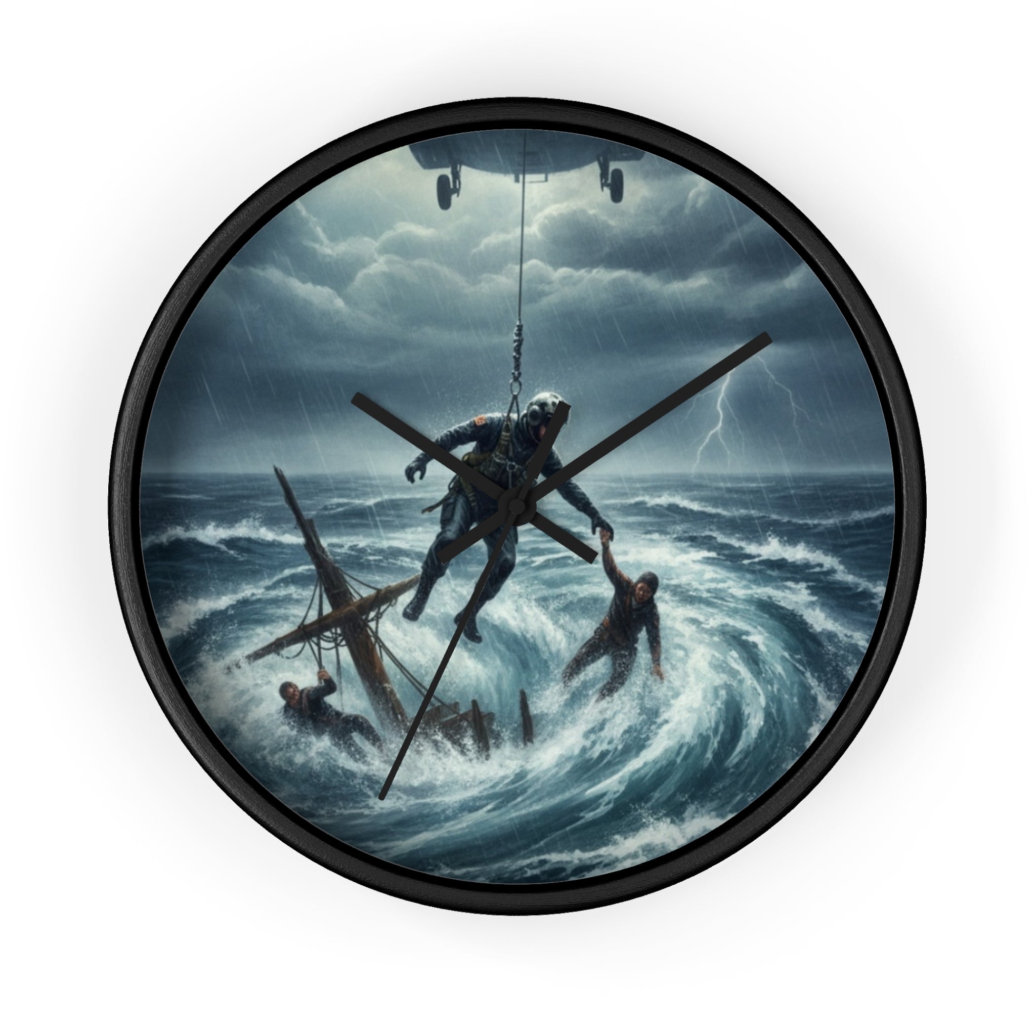 Wall Clock - Dramatic Rescue at Sea Nautical Storm Art Clock