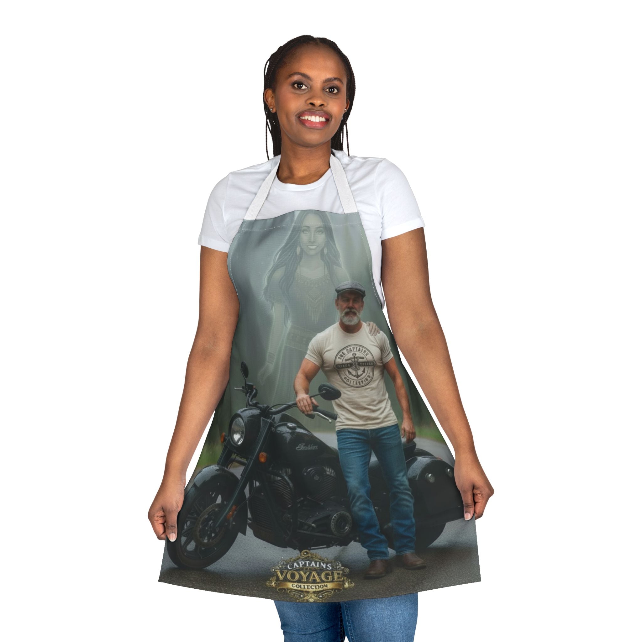 Motorcycle Rider Apron — "Captain's Voyage" Biker BBQ & Workshop Gift