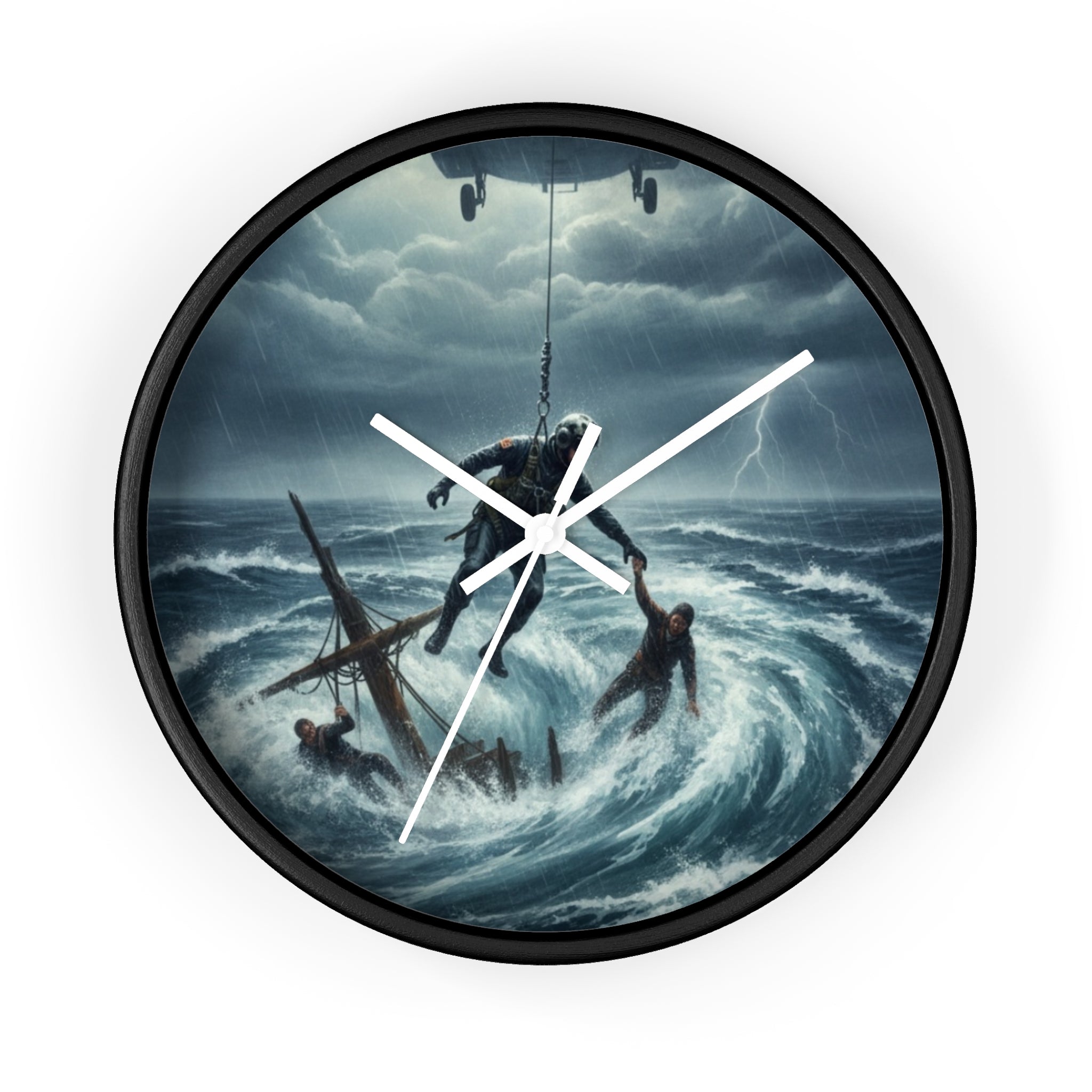 Wall Clock - Dramatic Rescue at Sea Nautical Storm Art Clock