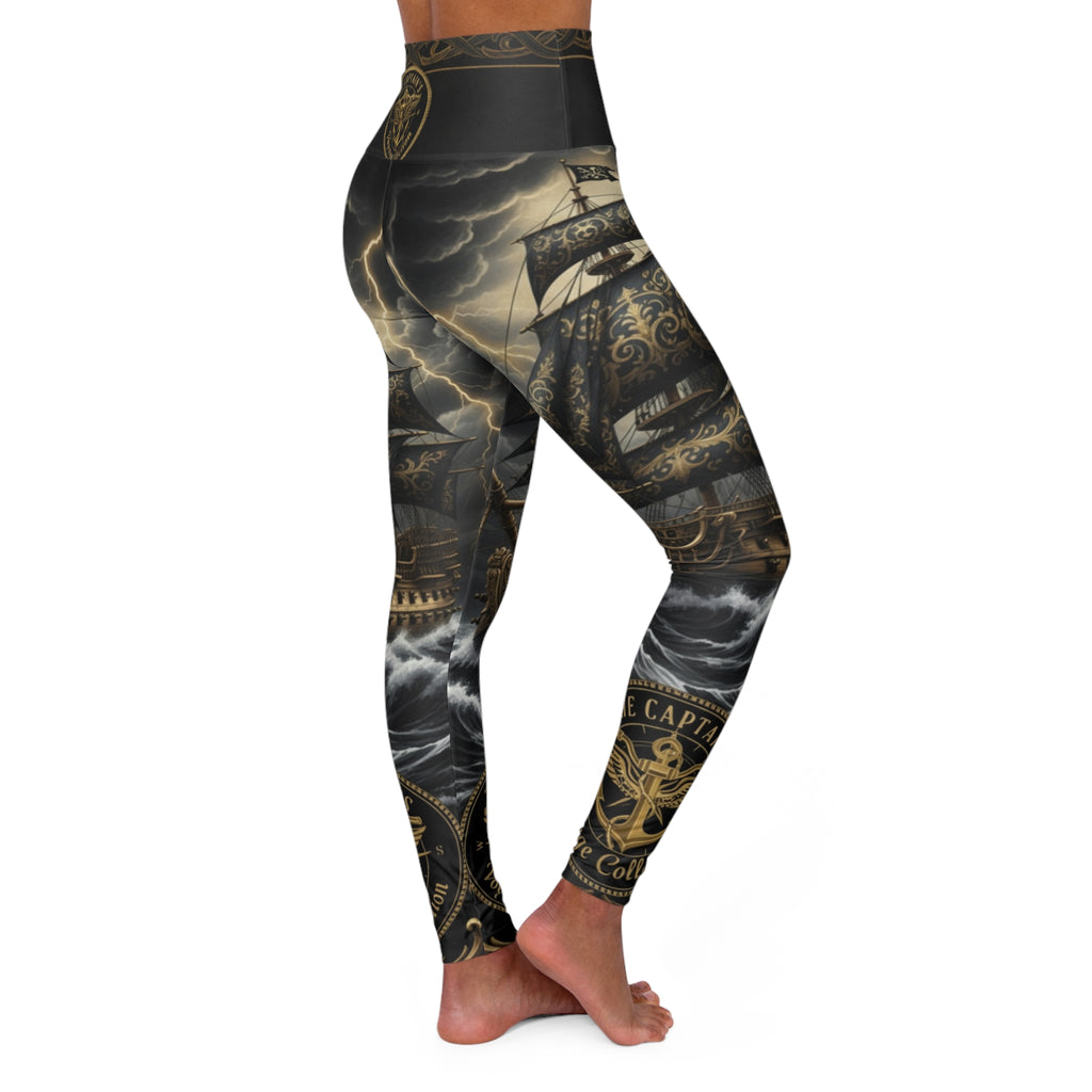 Navy Anchor Storm High-Waist Yoga Leggings