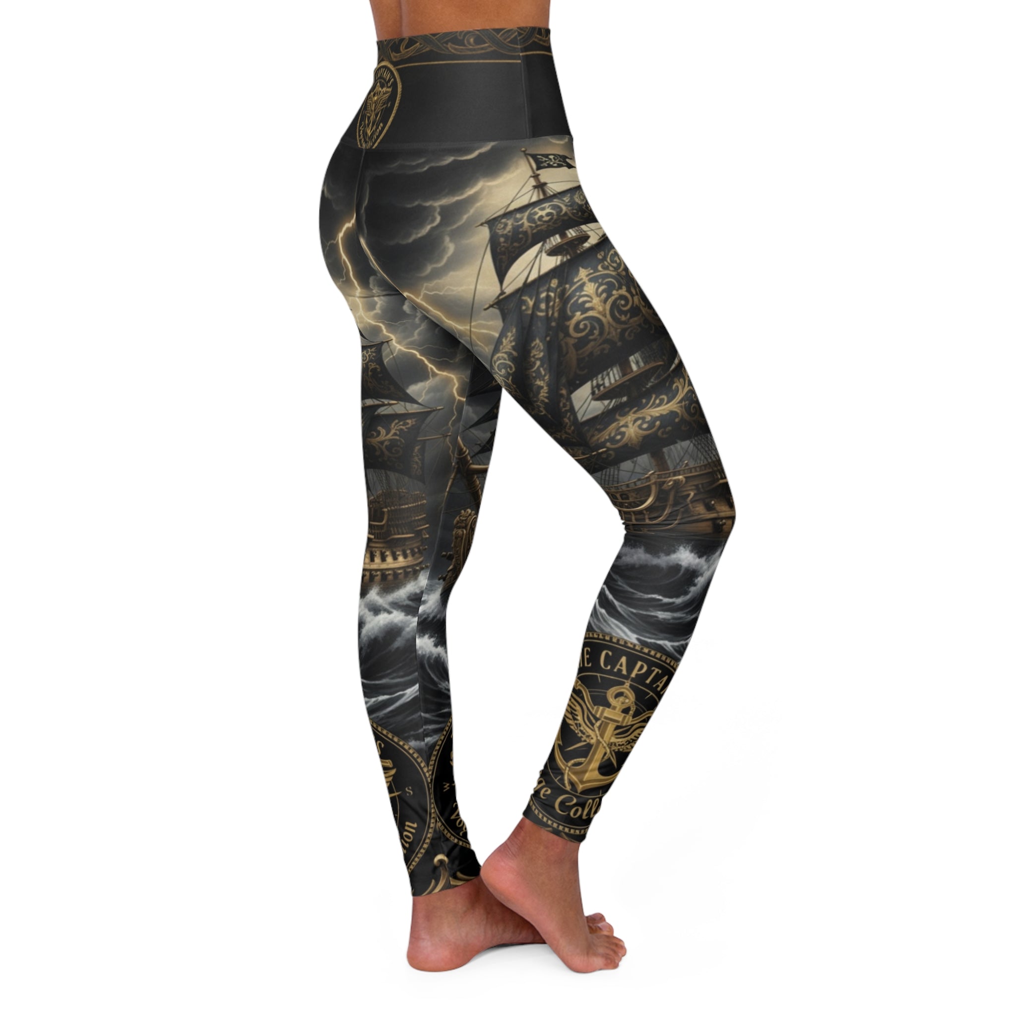 Navy Anchor Storm High-Waist Yoga Leggings