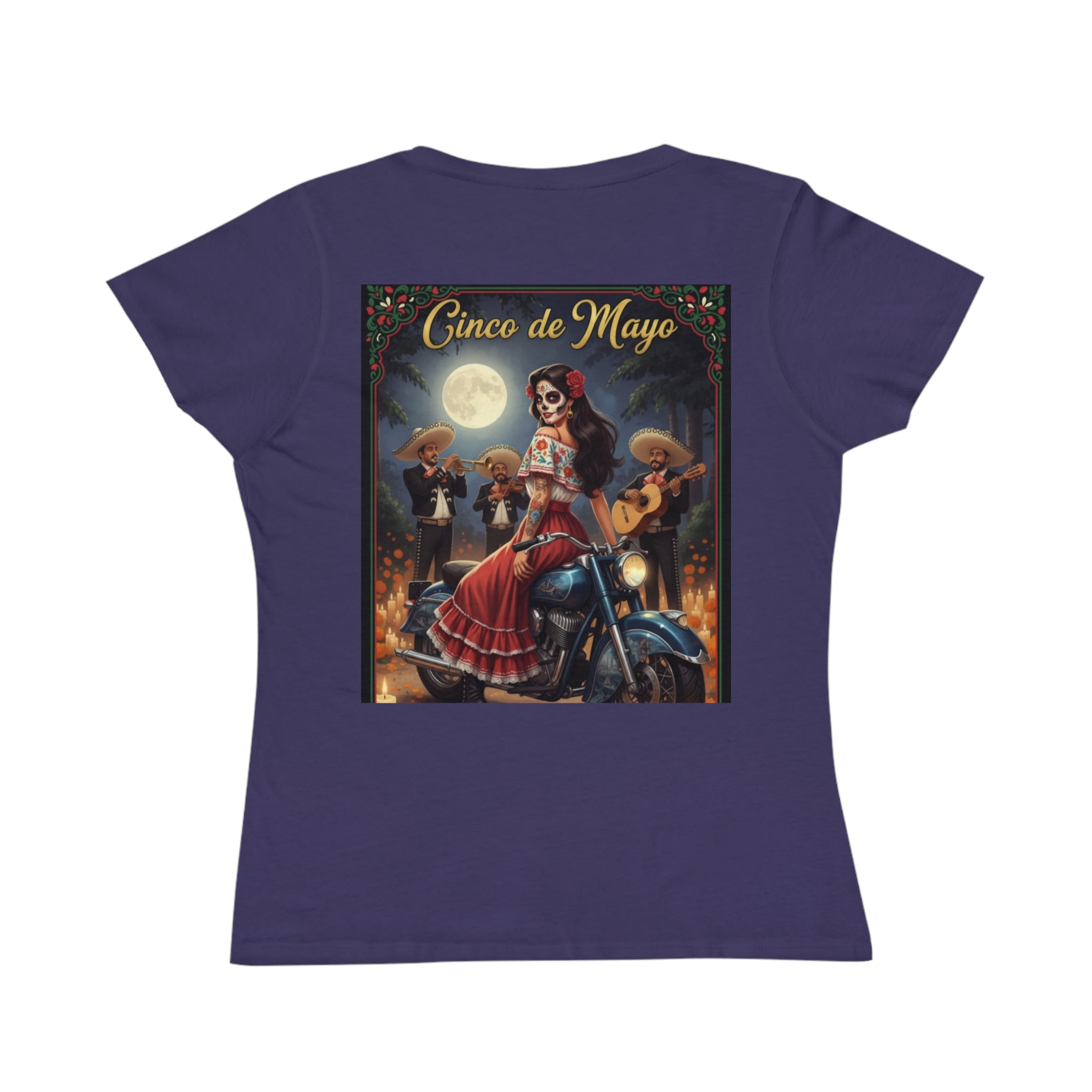 Cinco de Mayo Day of the Dead Motorcycle T‑Shirt — Día de Muertos Pinup Tee