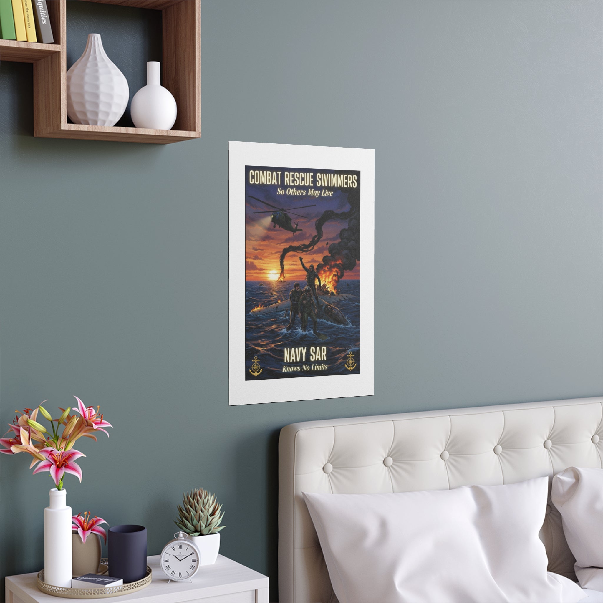 Navy SAR Combat Rescue Swimmers Silk Poster — Indoor/Outdoor Military Wall Art