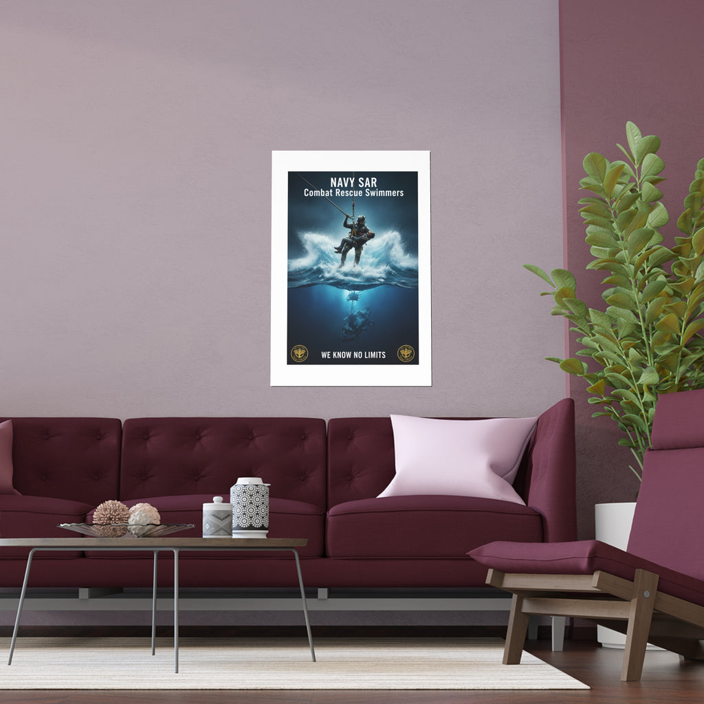 Diver Split-View Silk Poster — Underwater Adventure Wall Art (Indoor/Outdoor)