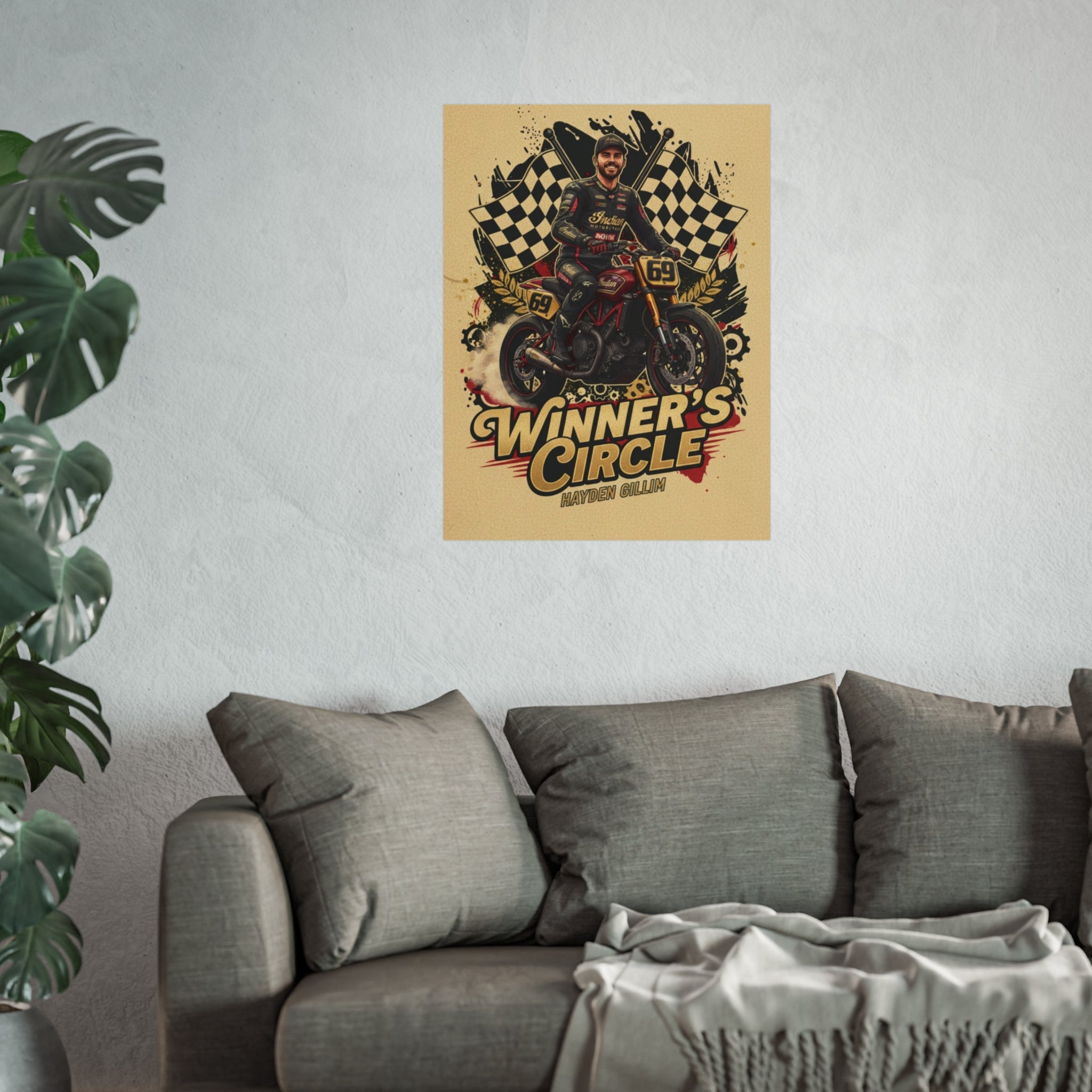 Winner's Circle Motorcycle Poster — Vintage Racing Fine Art Print