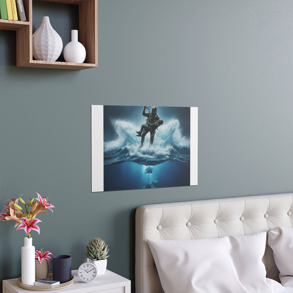 Diver Split-View Silk Poster — Underwater Adventure Wall Art (Indoor/Outdoor)