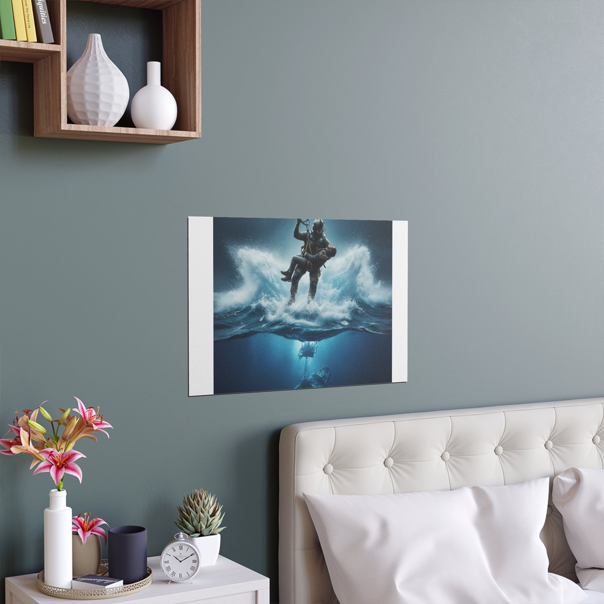 Diver Split-View Silk Poster — Underwater Adventure Wall Art (Indoor/Outdoor)