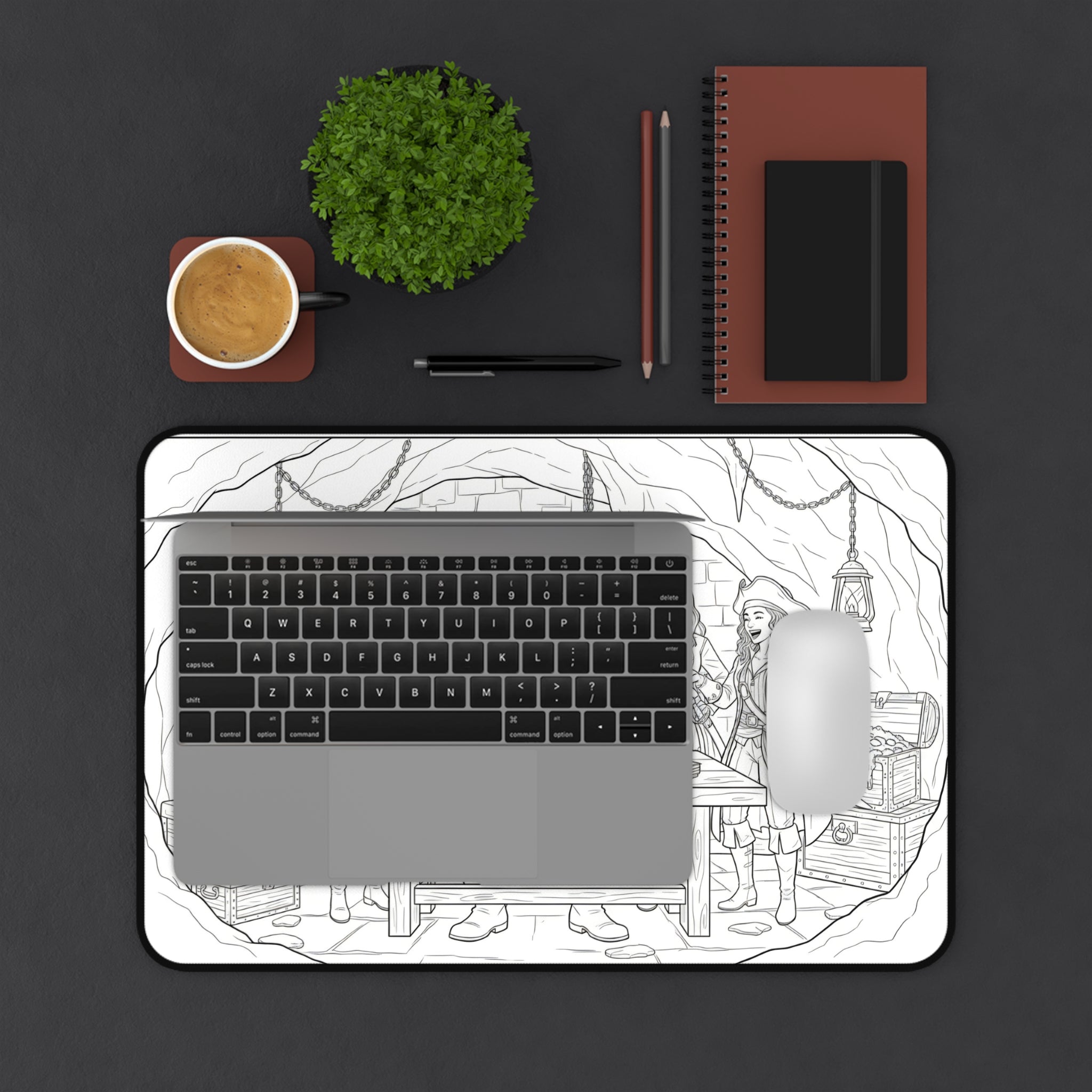 Pirate Captain Desk Mat — Treasure Crew Illustration Mouse Pad