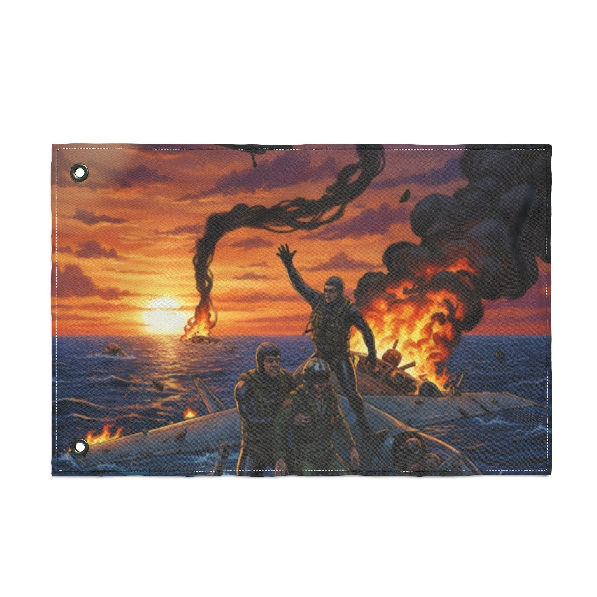 Double-Sided Nautical Rescue Flag — Navy SAR Search & Rescue Scene