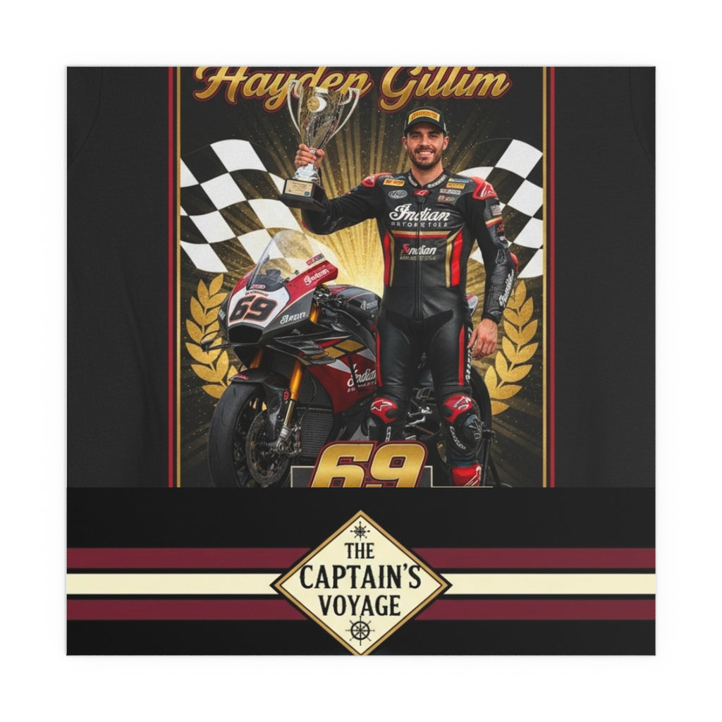 Racing Champion Silk Poster — “Winner’s Circle 69” Motorcycle Wall Art (Indoor/Outdoor)