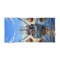 Fishing Boats Beach Towel - Nautical Harbor Scene Coastal Towel