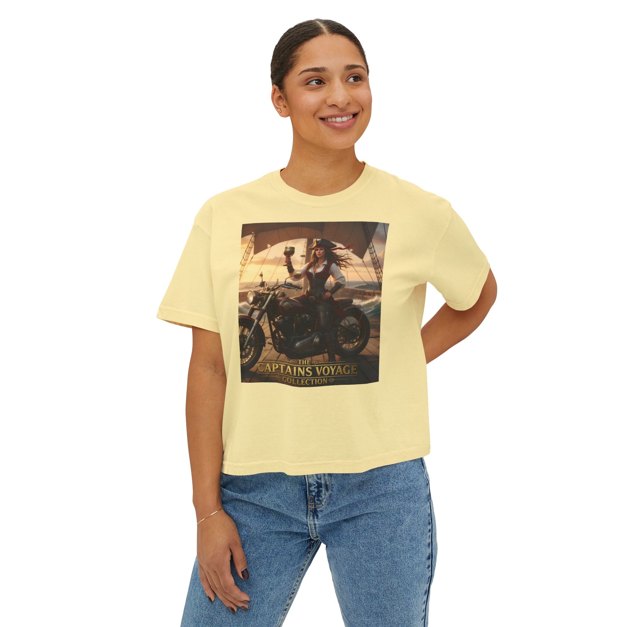 Boxy Tee — Captains Voyage Vintage Motorcycle & Sailing Graphic