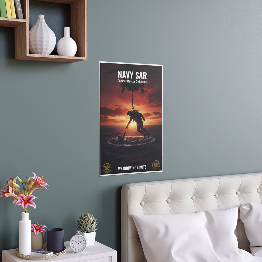 Navy SAR Combat Rescue Swimmers Silk Poster – Military Helicopter Rescue Wall Art