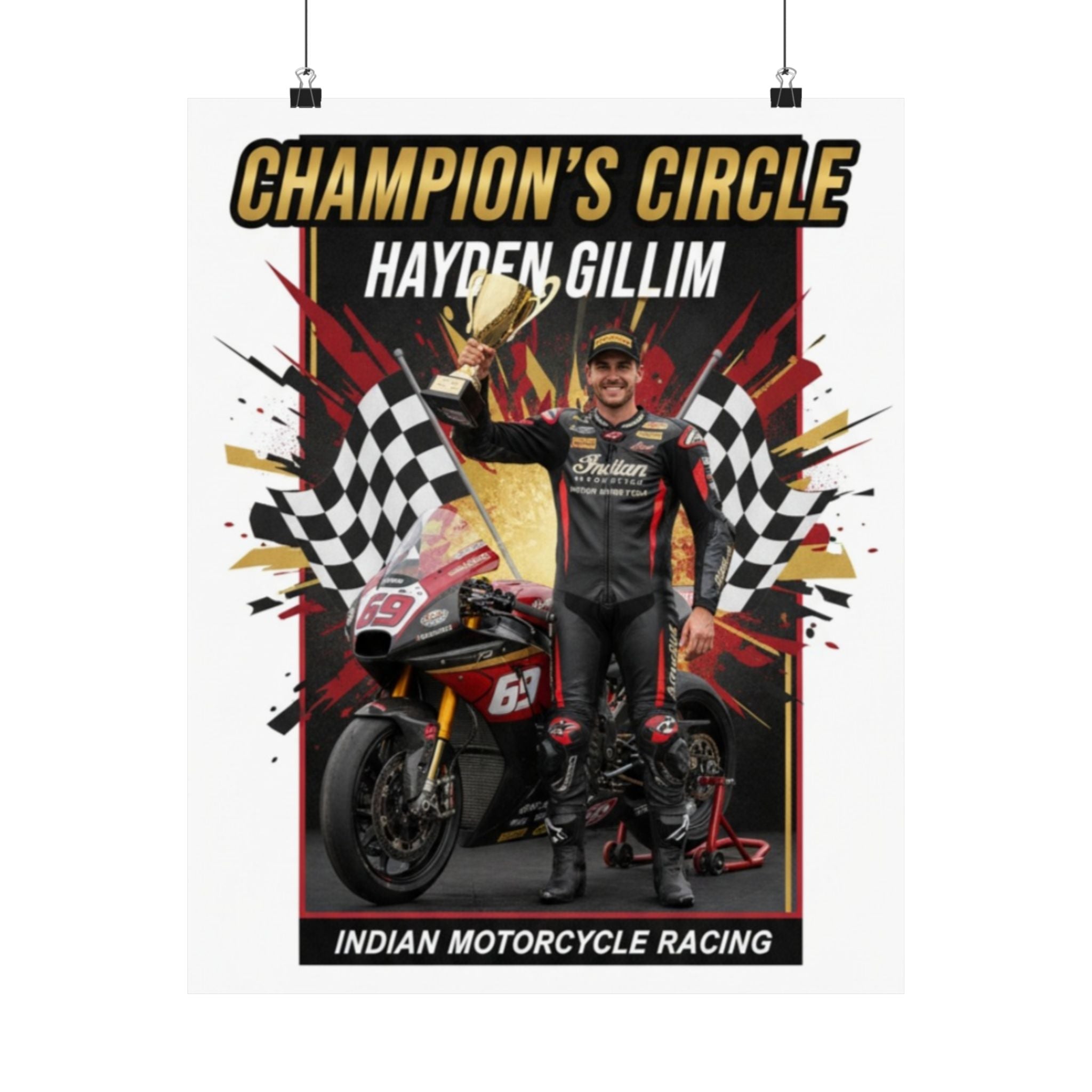 Champion's Circle Motorcycle Racing Poster — Hayden Gillim Matte Vertical Print