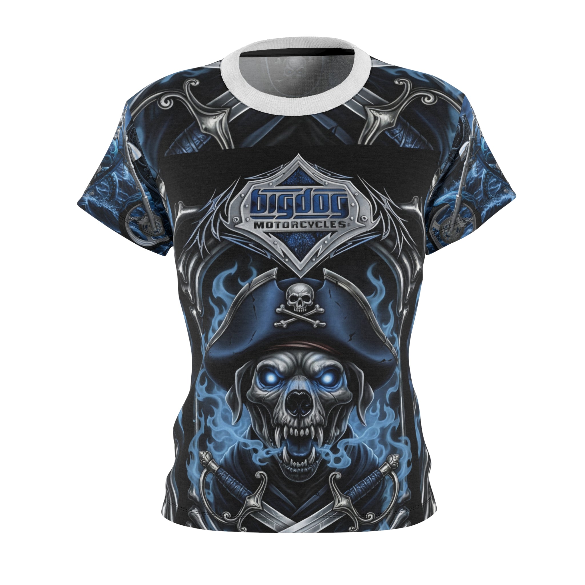 Skull Pirate Motorcycle Tee — Women's Cut & Sew