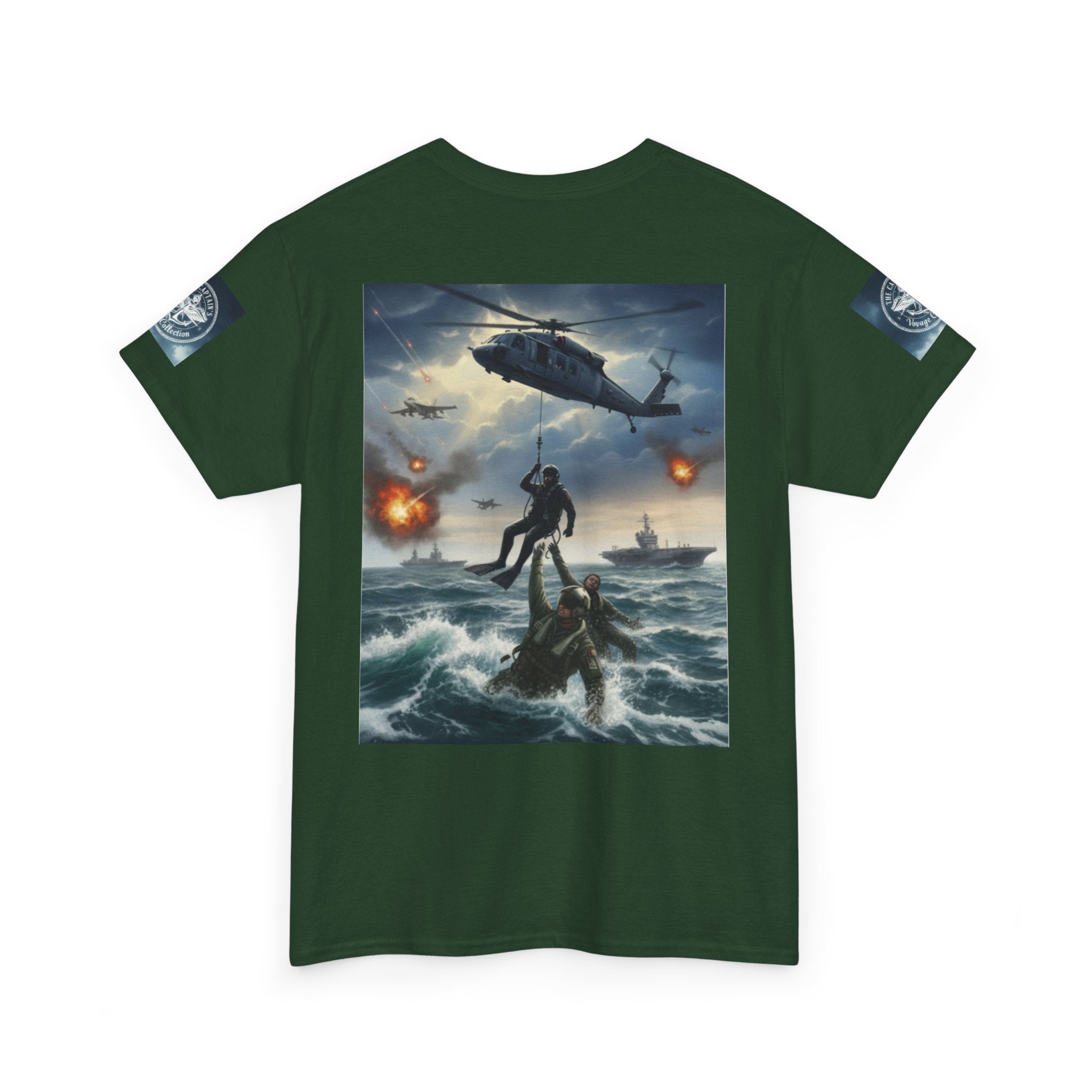 Navy Search & Rescue Graphic Tee — SAR Helicopter Rescue Scene
