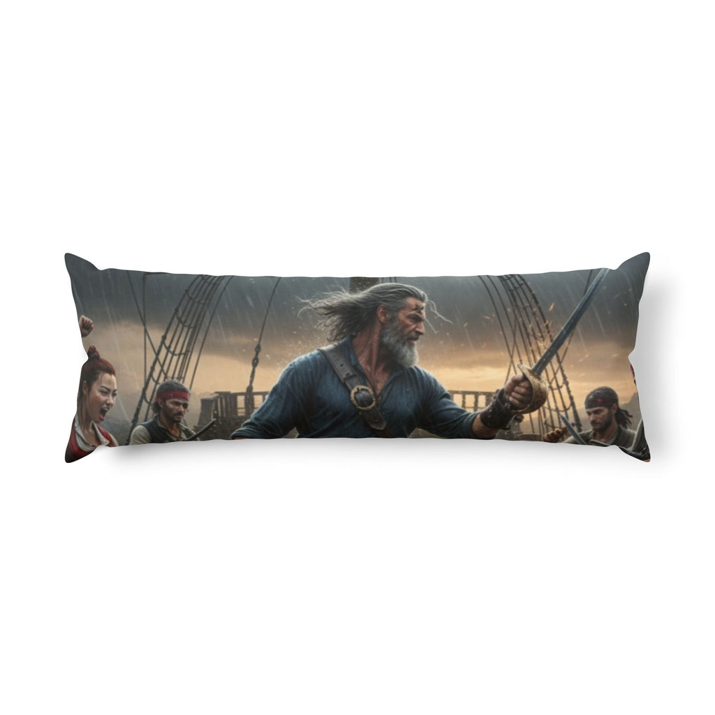 Pirate Captain Body Pillow — Vintage Naval Battle Illustration