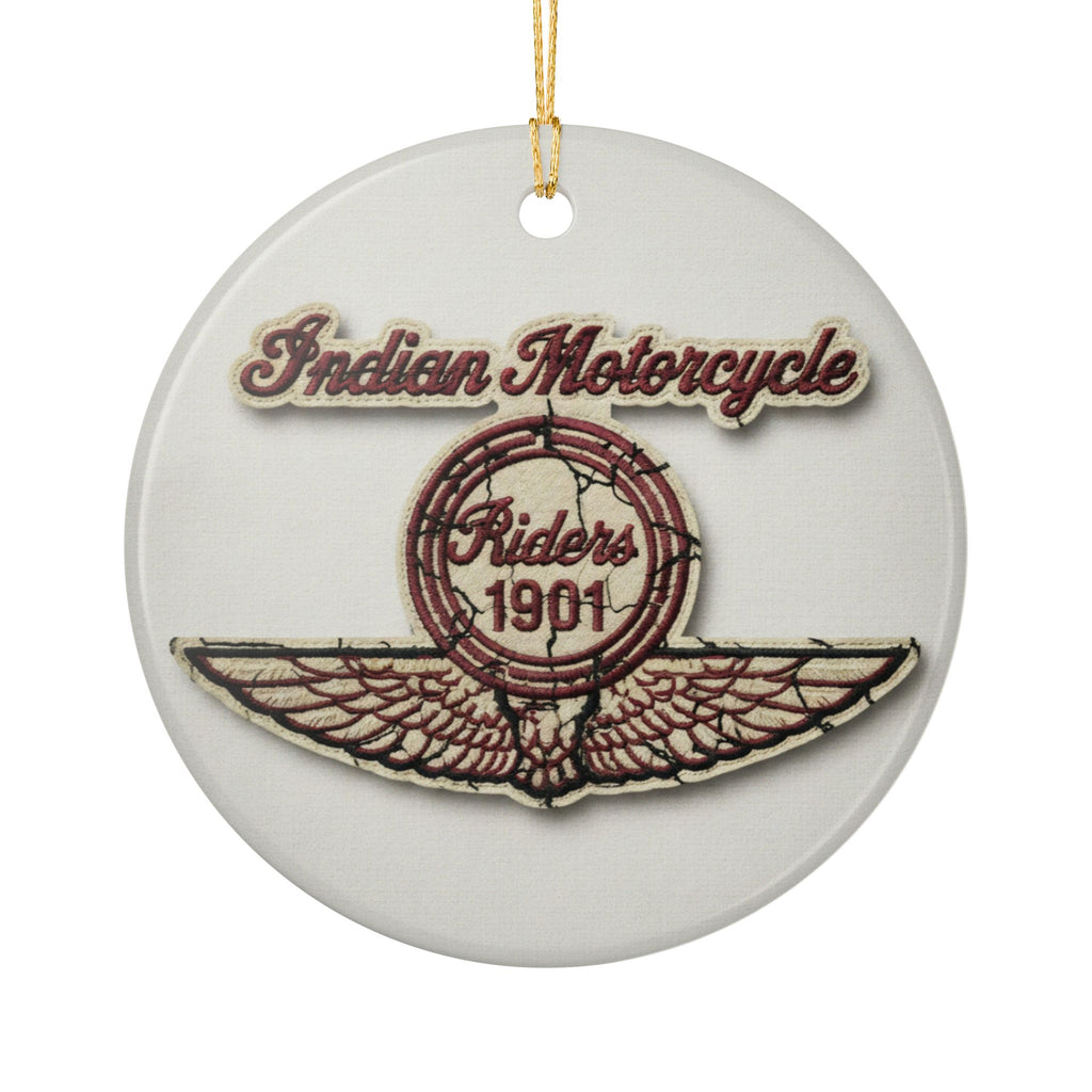 Indian Motorcycle Ceramic Ornament – Vintage 'Since 1901' Rider Emblem