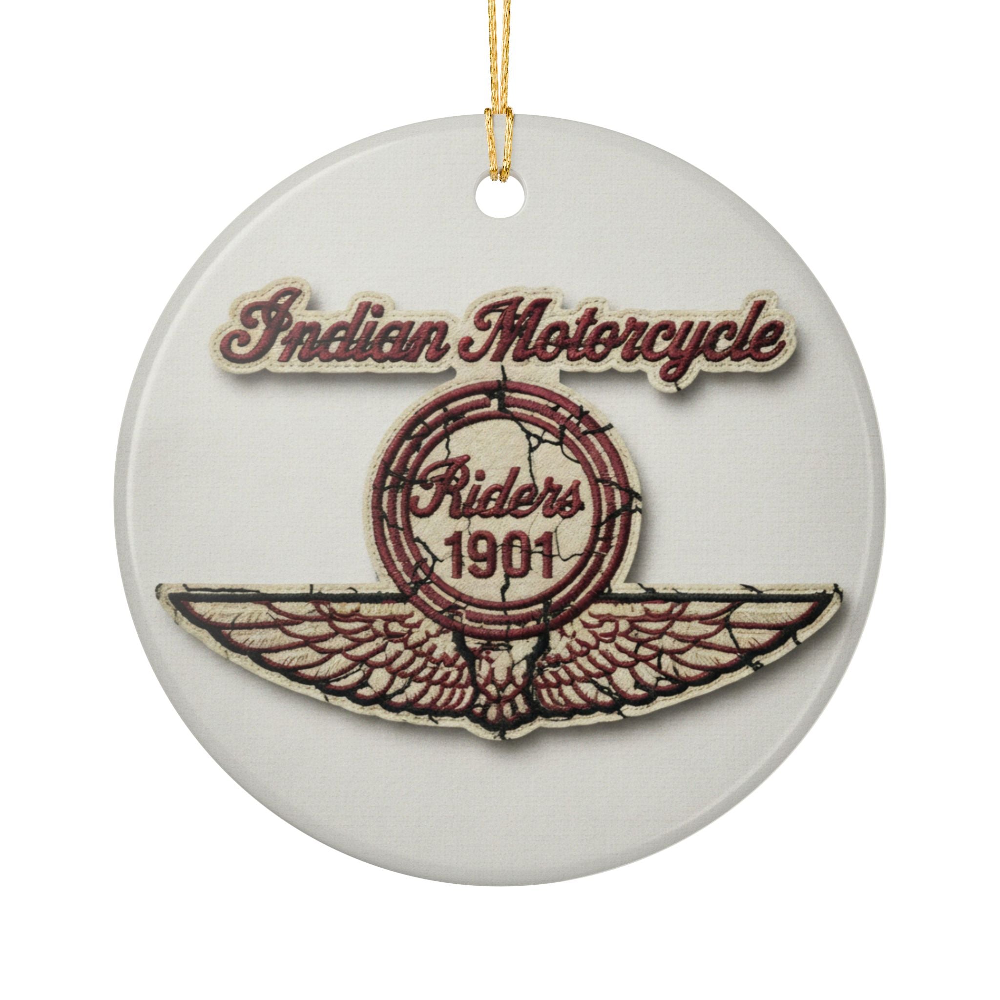 Indian Motorcycle Ceramic Ornament – Vintage 'Since 1901' Rider Emblem