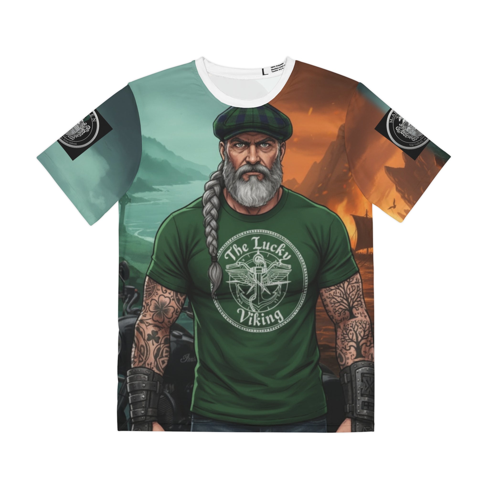 Lucky Viking Graphic Tee — Men's All-Over Print Polyester Shirt