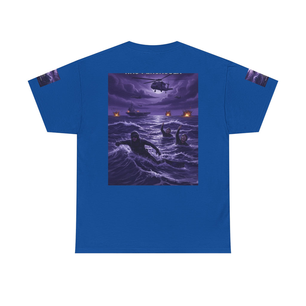 Rescue Night Tee — Purple Helicopter Sea Rescue Graphic T-Shirt
